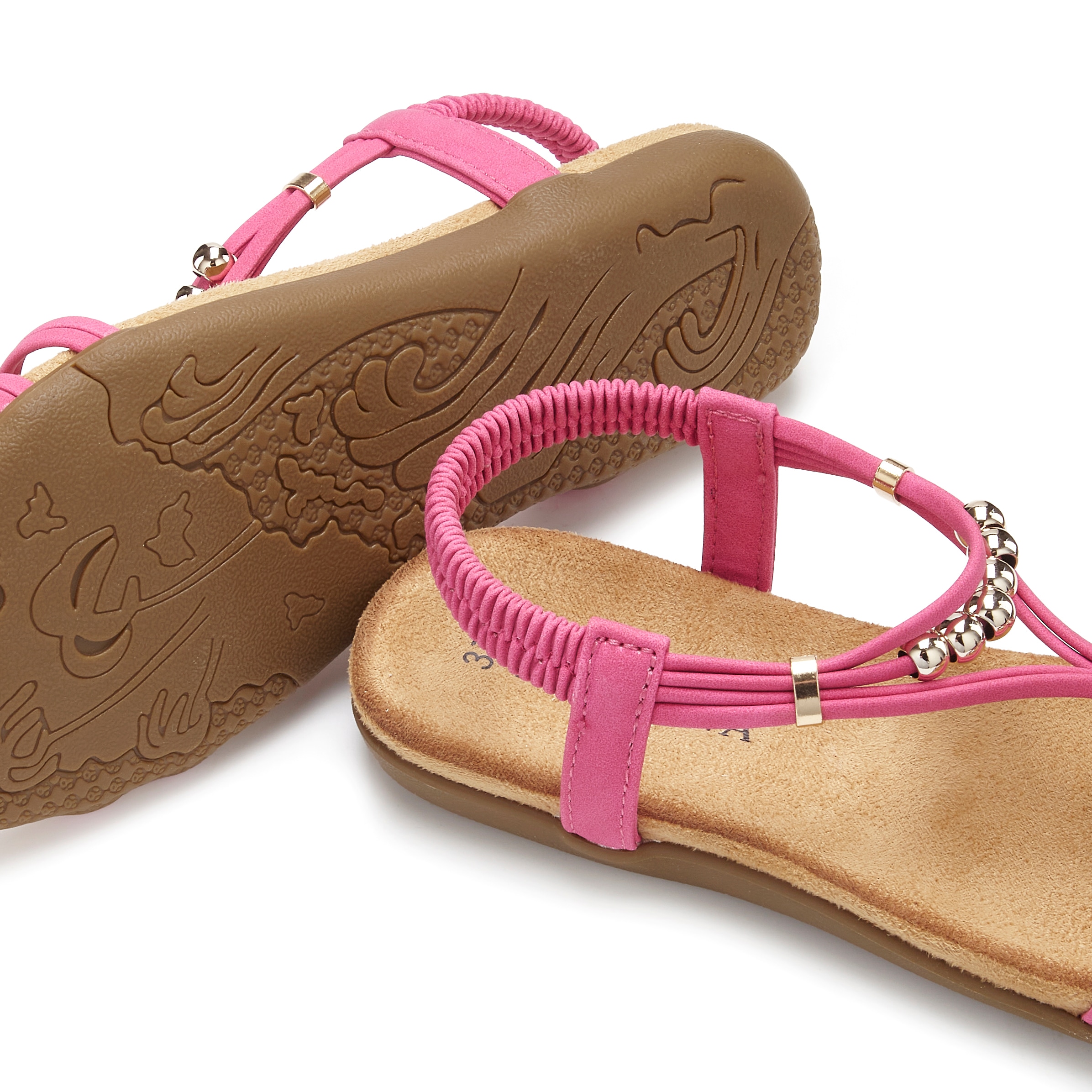 LASCANA Sandale »Sommerschuh, offener Schuh,«  NEU mit elastischen Riemchen und kleinen Perlenelementen VEGAN