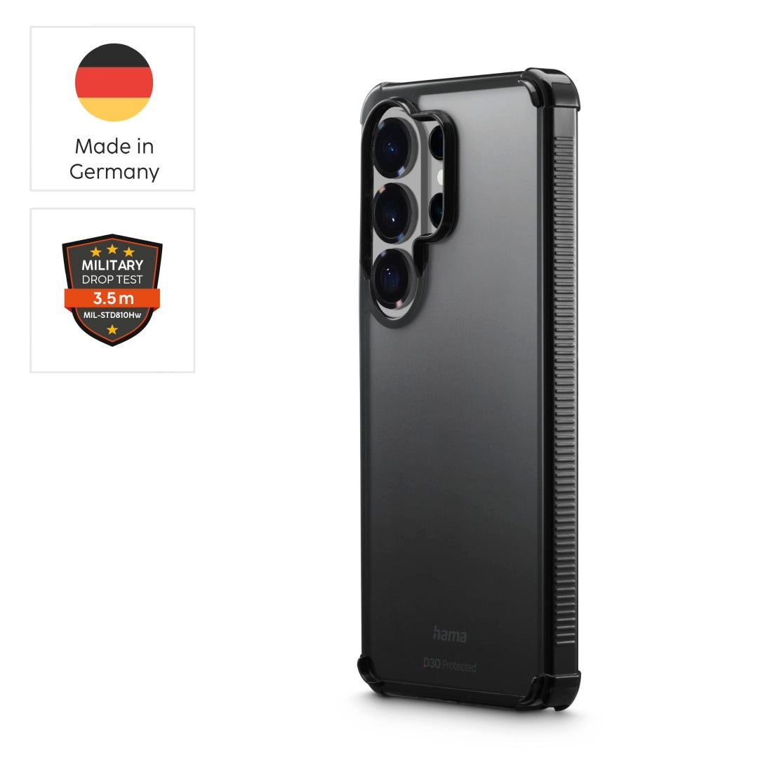 Hama Smartphone-Hülle »Handyhülle für Samsung Galaxy S26 Ultra« Samsung Galaxy S26 Ultra D3O Technologie, Fallschutz bis 3,5 m, Anti Vergilbung, Grip Bumper