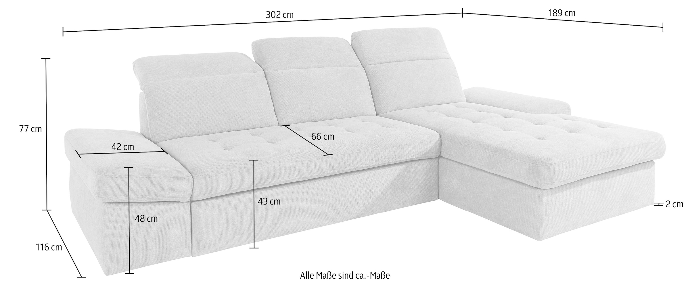 sit&more Ecksofa »Stardust L-Form«, wahlweise mit Bettfunktion und Bettkasten