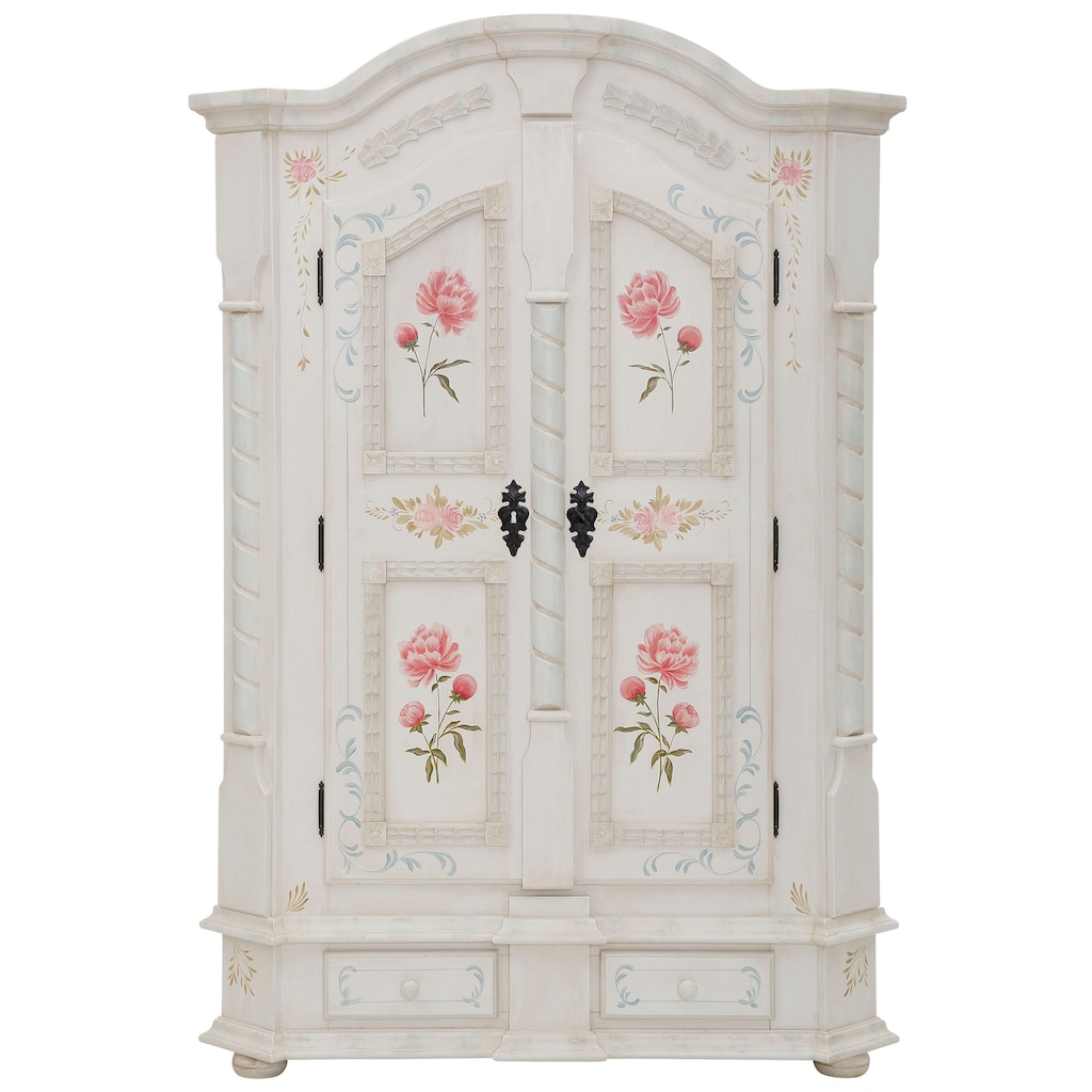 Home affaire Drehtürenschrank »Taunus«, aus massivem Fichtenholz, mit dekorativen Blumenprint auf den Fronten, Höhe 189 cm