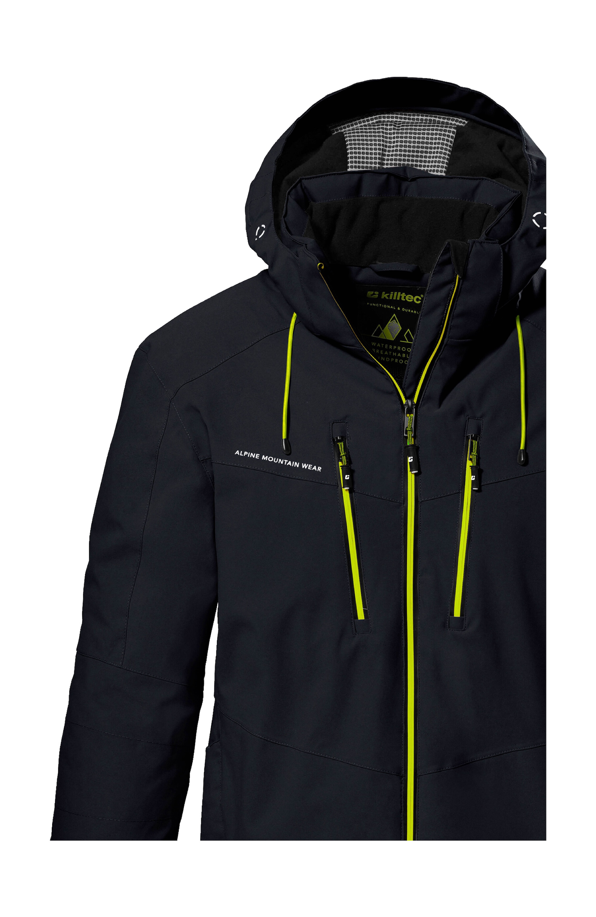 Killtec Skijacke »KSW 44 MN SKI JCKT«, Wasserdichte, atmungsaktive Funktionsjacke mit abnehmbarer Kapuze