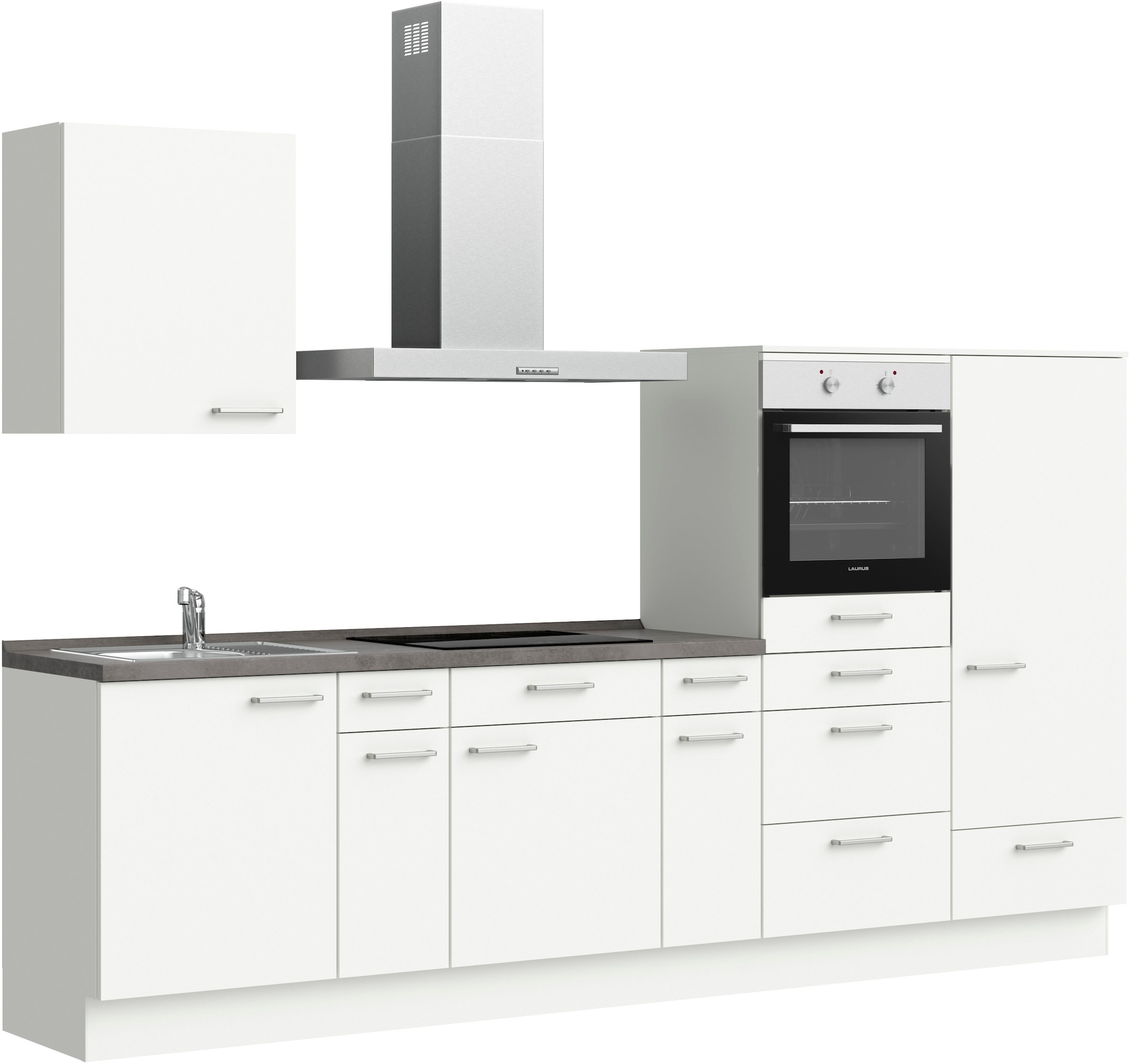 nobilia® Küchenzeile »"Touch I", NEU: individuell anpassbar mit gratis Profi-Beratung« vormontiert, Breite 300 cm, Ausrichtung wählbar, wahlw. mit E-Geräten
