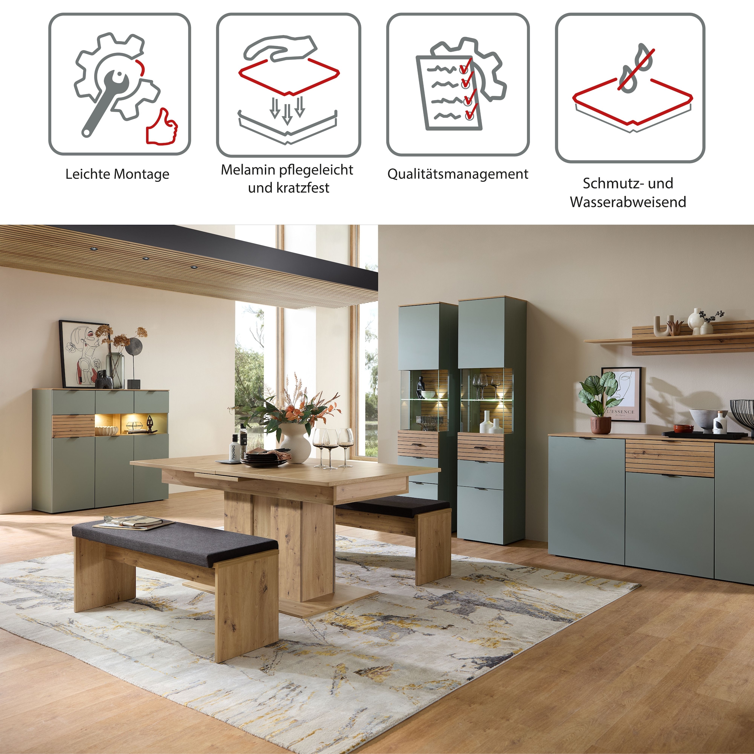 Innostyle Essbank »INA Sitzbank, 126 x 49 x 40 cm (B/H/T)«, (1 St.), inkl. Sitzkissen