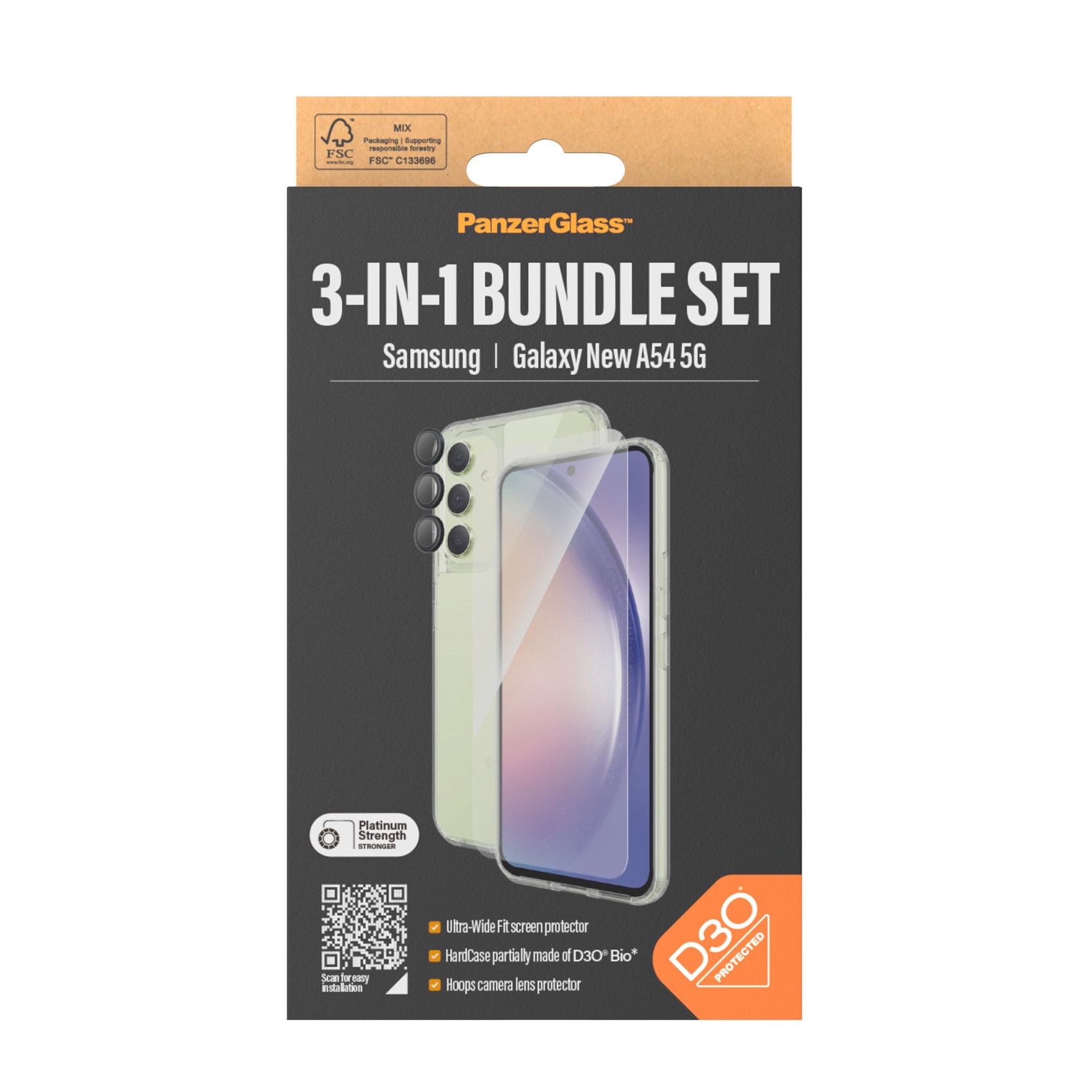 PanzerGlass Displayschutzglas »3-in-1 Bundle Set für Samsung Galaxy A54 5G, UWF« für Samsung Galaxy A54 5G