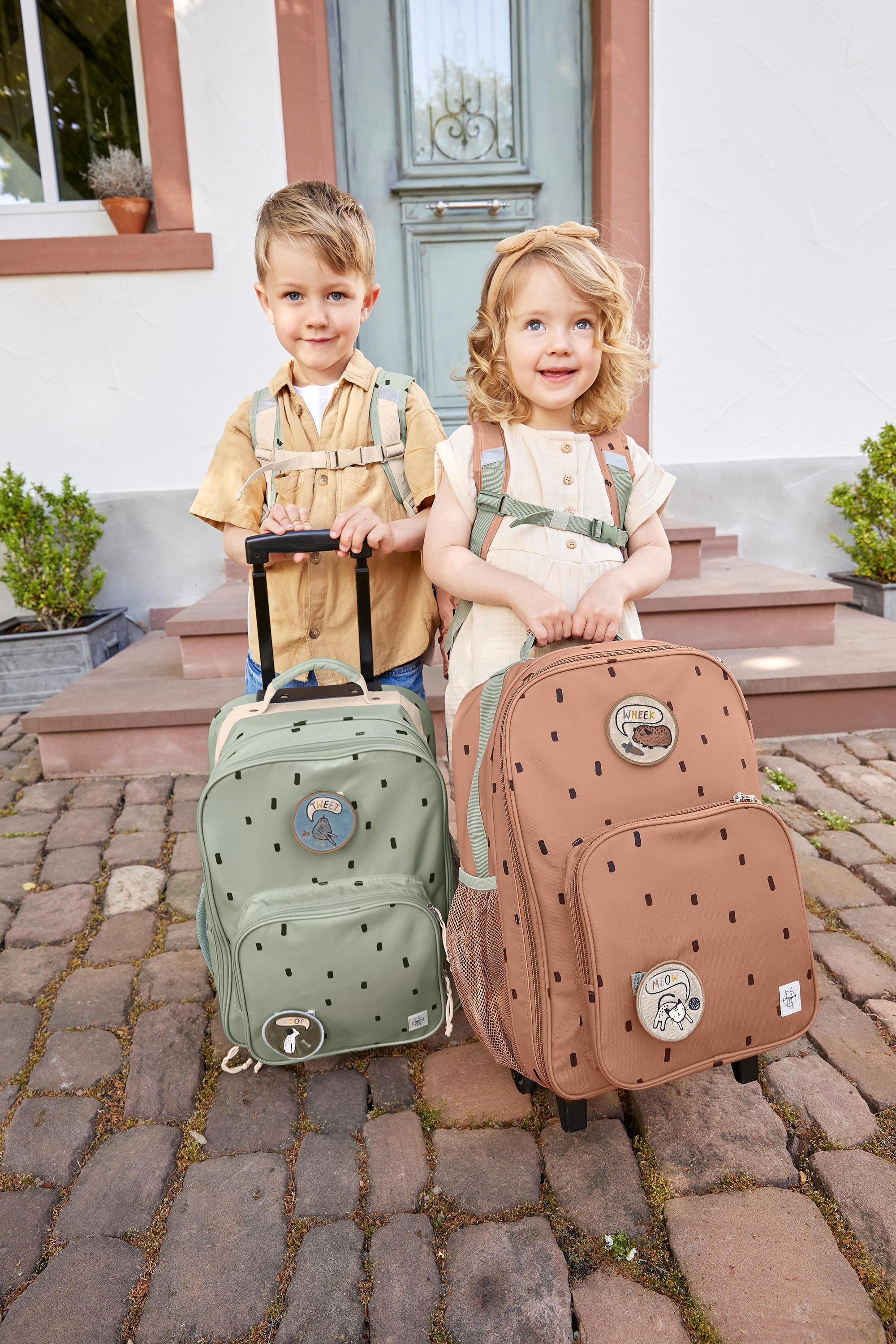 LÄSSIG Kinderkoffer »Happy Prints, Trolley, Caramel«, 2 Rollen
