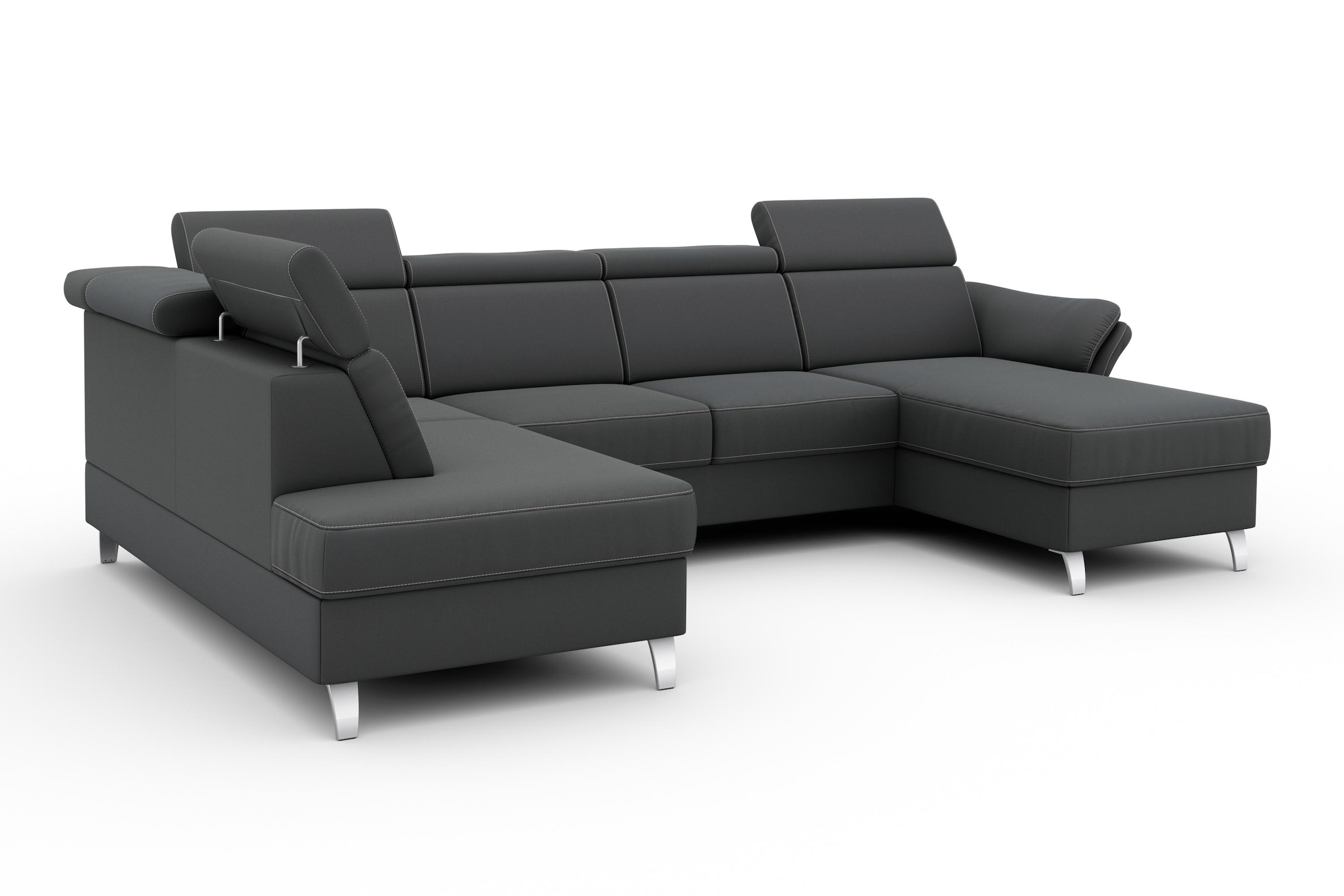 sit&more Wohnlandschaft »Vincenzo U-Form« inklusive Kopfteilverstellung, wahlweise mit Bettfunktion, Bettkasten