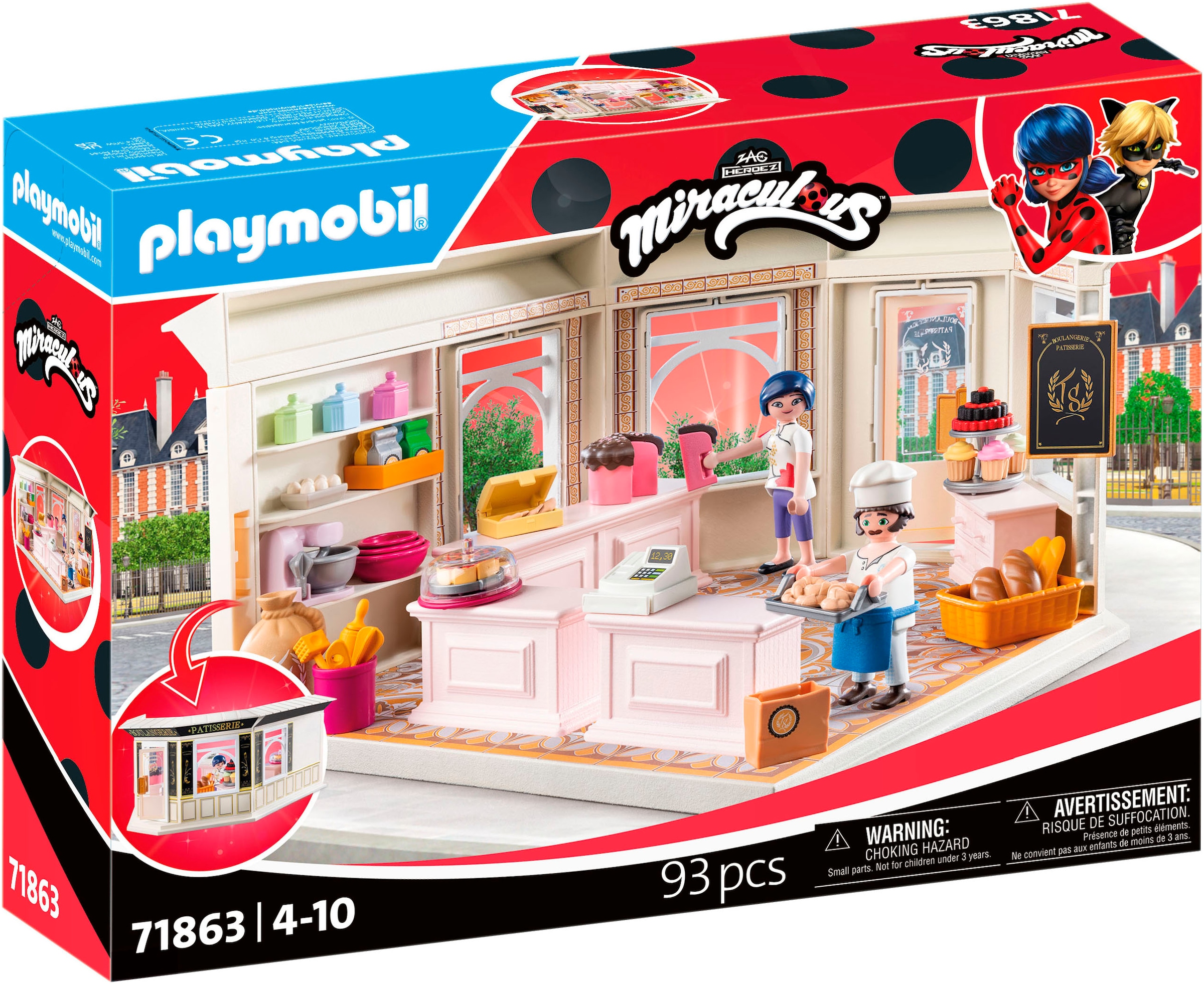 Playmobil® Konstruktions-Spielset »Miraculous: Französische Bäckerei (71863)«, (93 St.), Made in Europe