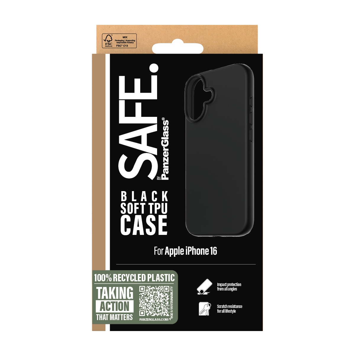 SAFE by PanzerGlass Handyhülle »Soft TPU Case für Apple iPhone 16« iPhone 16 Backcover, Schutzhülle, Handyschutzhülle, Case, Schutzcase, stoßfest
