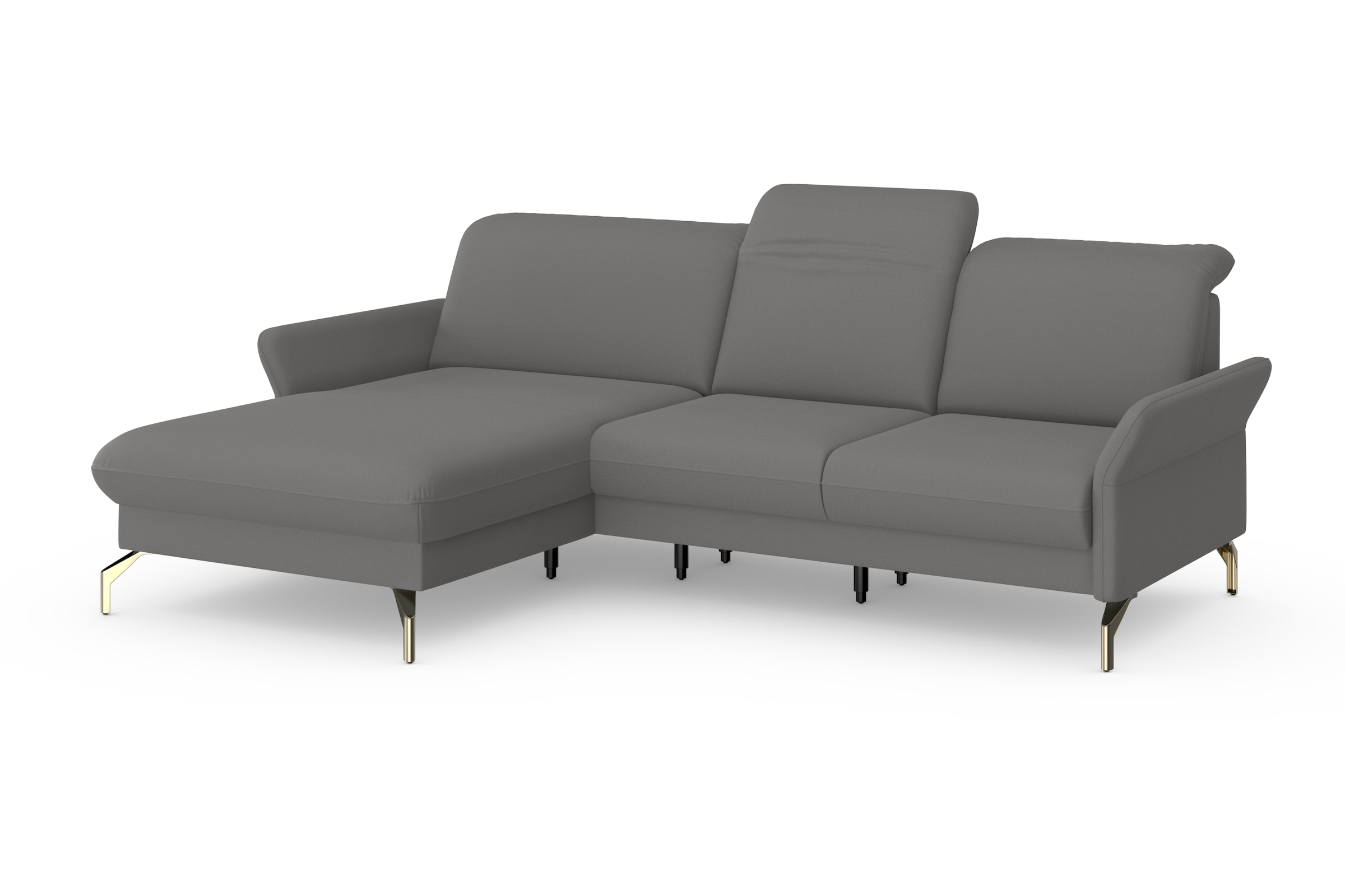 sit&more Ecksofa »Fashion L-Form«, wahlweise mit Kopfteilverstellung, Vorziehsitz, motorisch, Nickelfüße