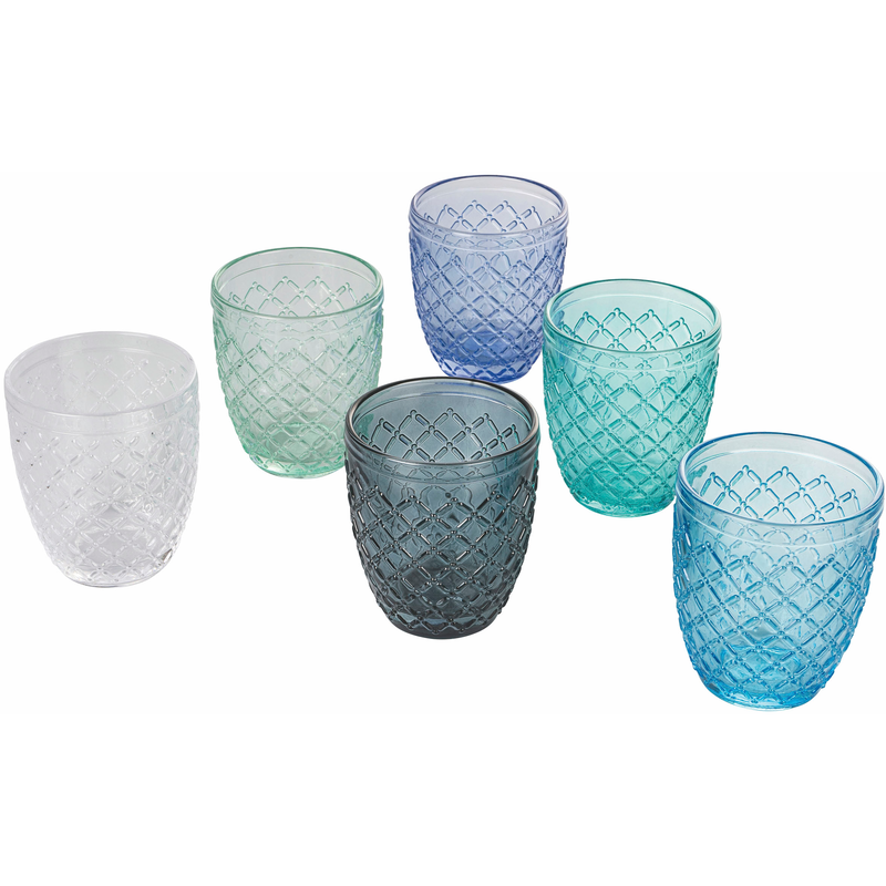 VILLA D'ESTE Gläser-Set »Castle Ocean« Wassergläser-Set, 6-teilig, Inhalt 350 ml blau/hellblau/transparent