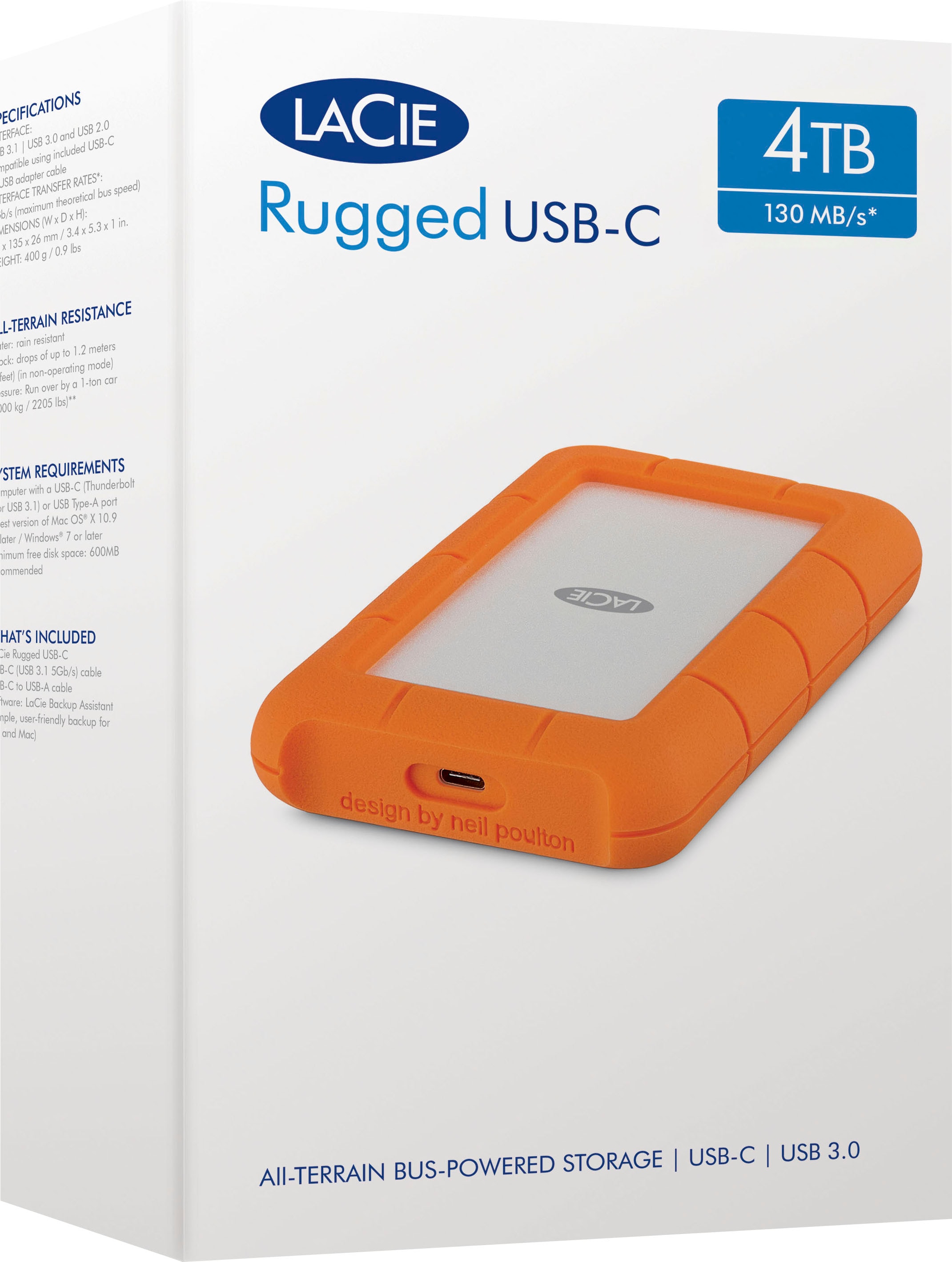 LaCie externe HDD-Festplatte »Rugged USB-C«, Anschluss USB-C-USB 3.0