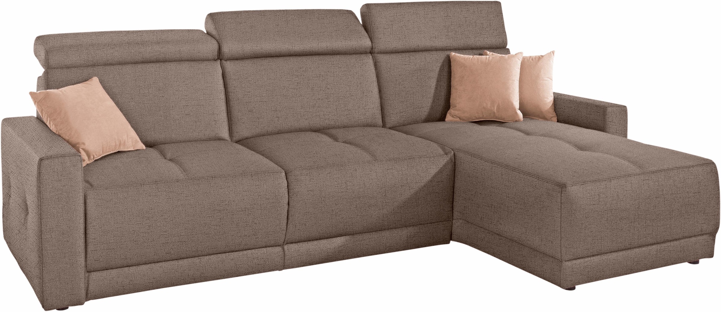 DOMO collection Ecksofa »Ava mit moderner Sitzheftung & toller Doppelnaht, komfortabel, L-Form«, mit Recamiere, inkl. Federkern, wahlweise mit Kopfteilverstellungen