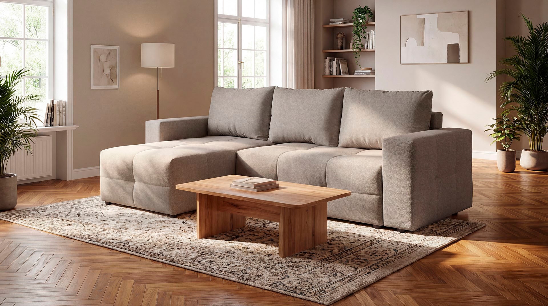 exxpo - sofa fashion Ecksofa Praktische Funktionsecke mit Federkern, Bettfunktion und Stauraum