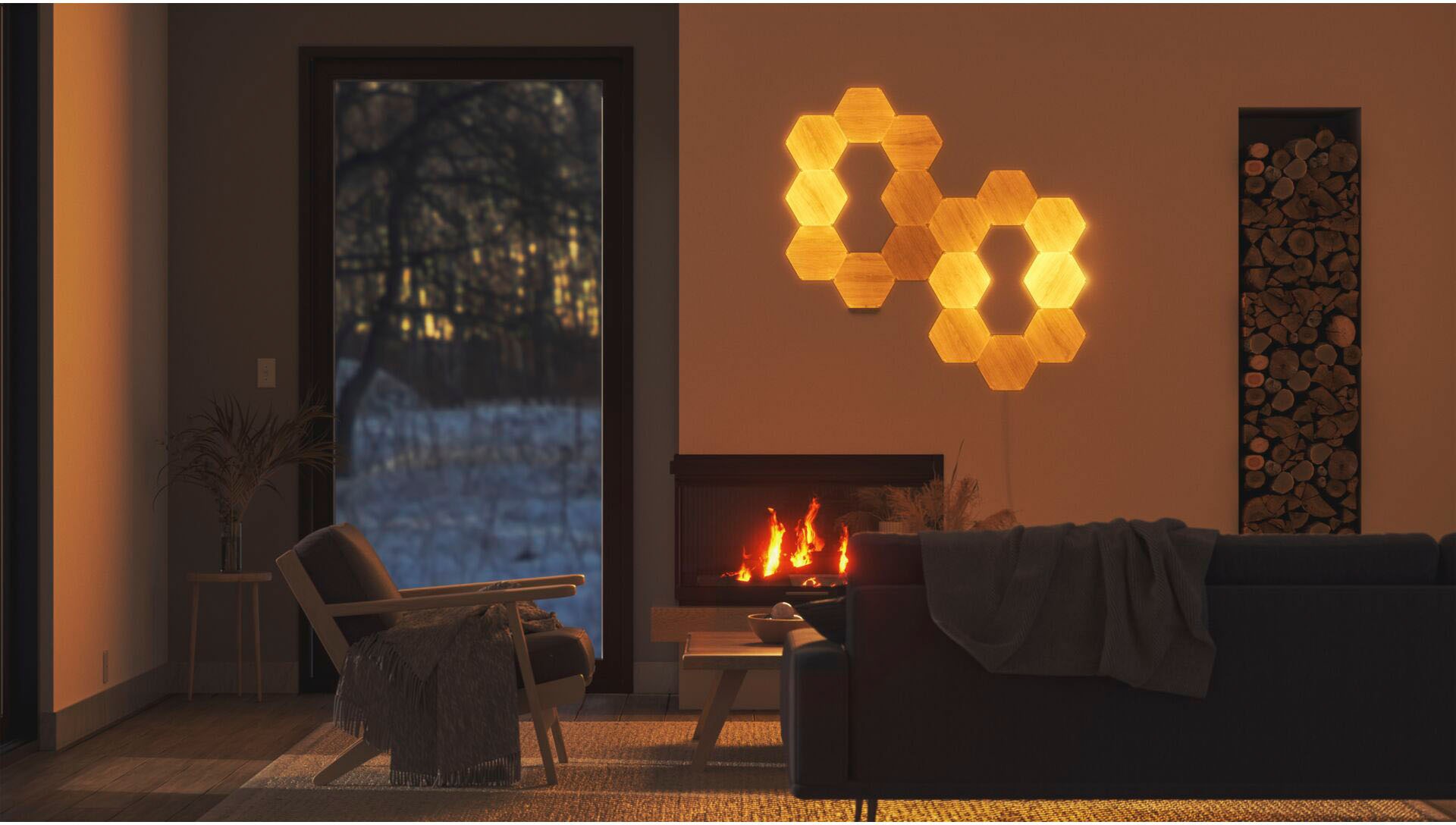 nanoleaf Dekolicht »Elements Wood Look«, Smarte Technologie und elegante Beleuchtung