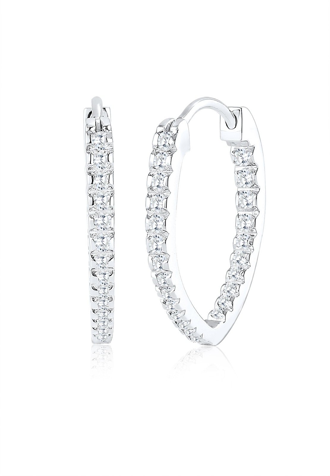 Elli Paar Creolen »Creolen Oval Zirkonia Weiß 925 Sterling Silber«