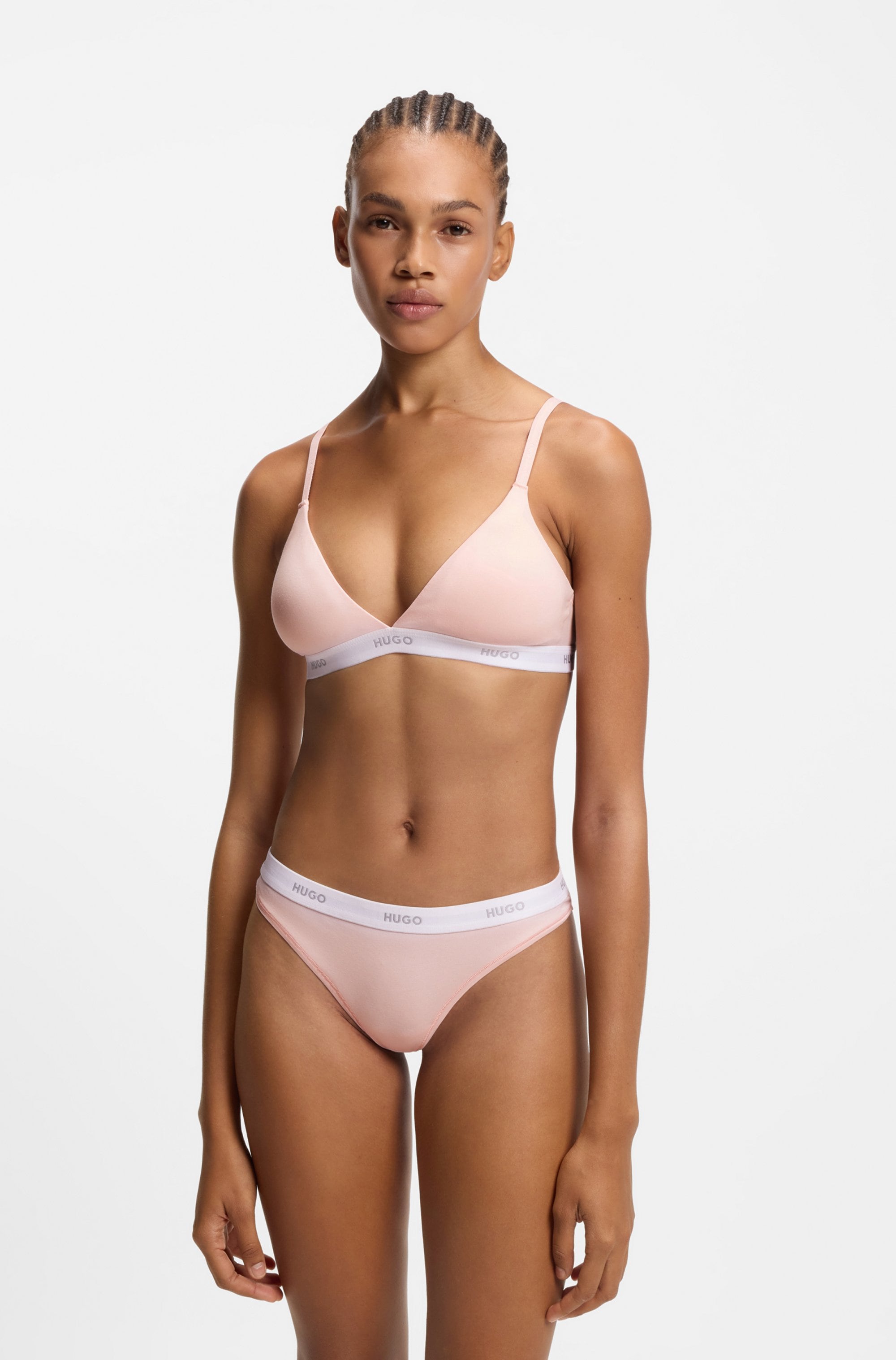 HUGO Underwear Triangel-BH »aus Stretch-Baumwolle mit Logo-Unterbrustband«, mit herausnehmbaren Polstern, geformte Körbchen
