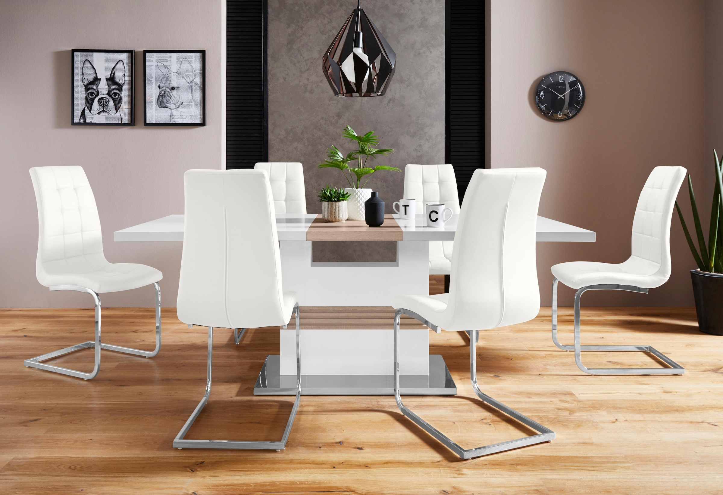 INOSIGN Essgruppe »Perez/Lola« Set, 5 Stk. tlg. mit 4 Stühlen, Tisch auszie günstig online kaufen