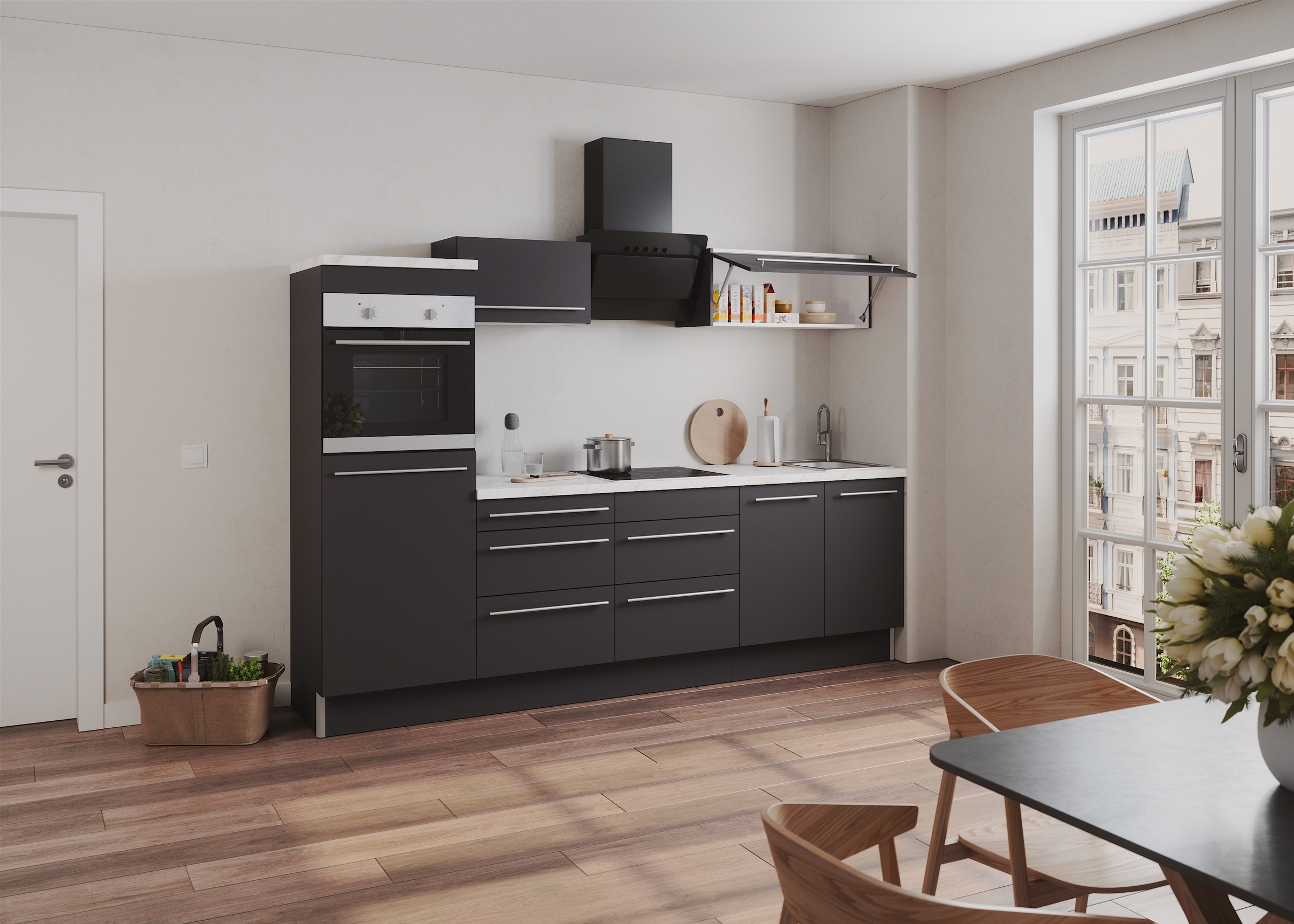 KOCHSTATION Küche »KS-Bern2«, Breite 270 cm, wahlweise mit E-Geräten, Seite günstig online kaufen