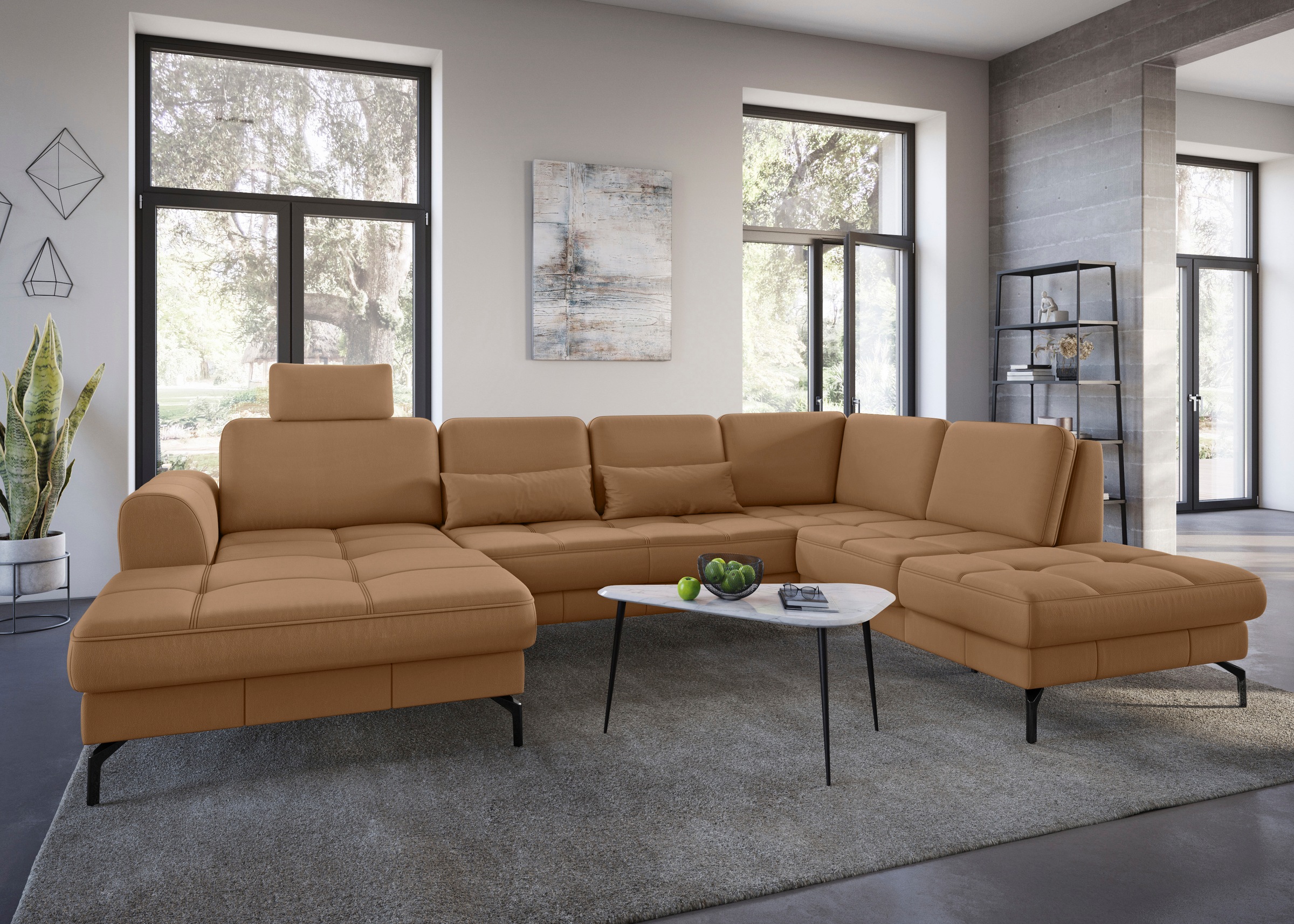 sit&more Wohnlandschaft »Bendigo U-Form«, inklusive Sitztiefenverstellung, Bodenfreiheit 15 cm, in 2 Fußfarben