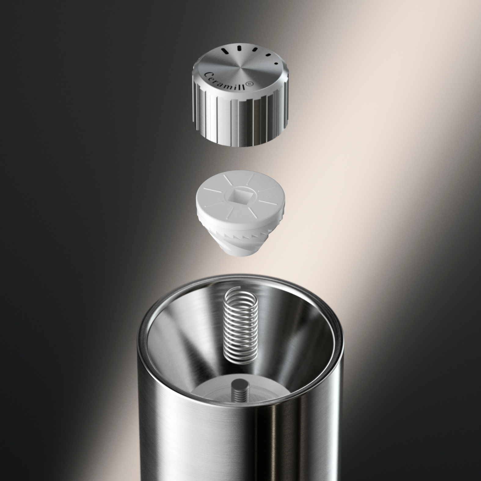 WMF Gewürzmühle »Signature Pro, aus Edelstahl« Keramikmahlwerk, einstellbarer Mahlgrad, magnetischer Deckel