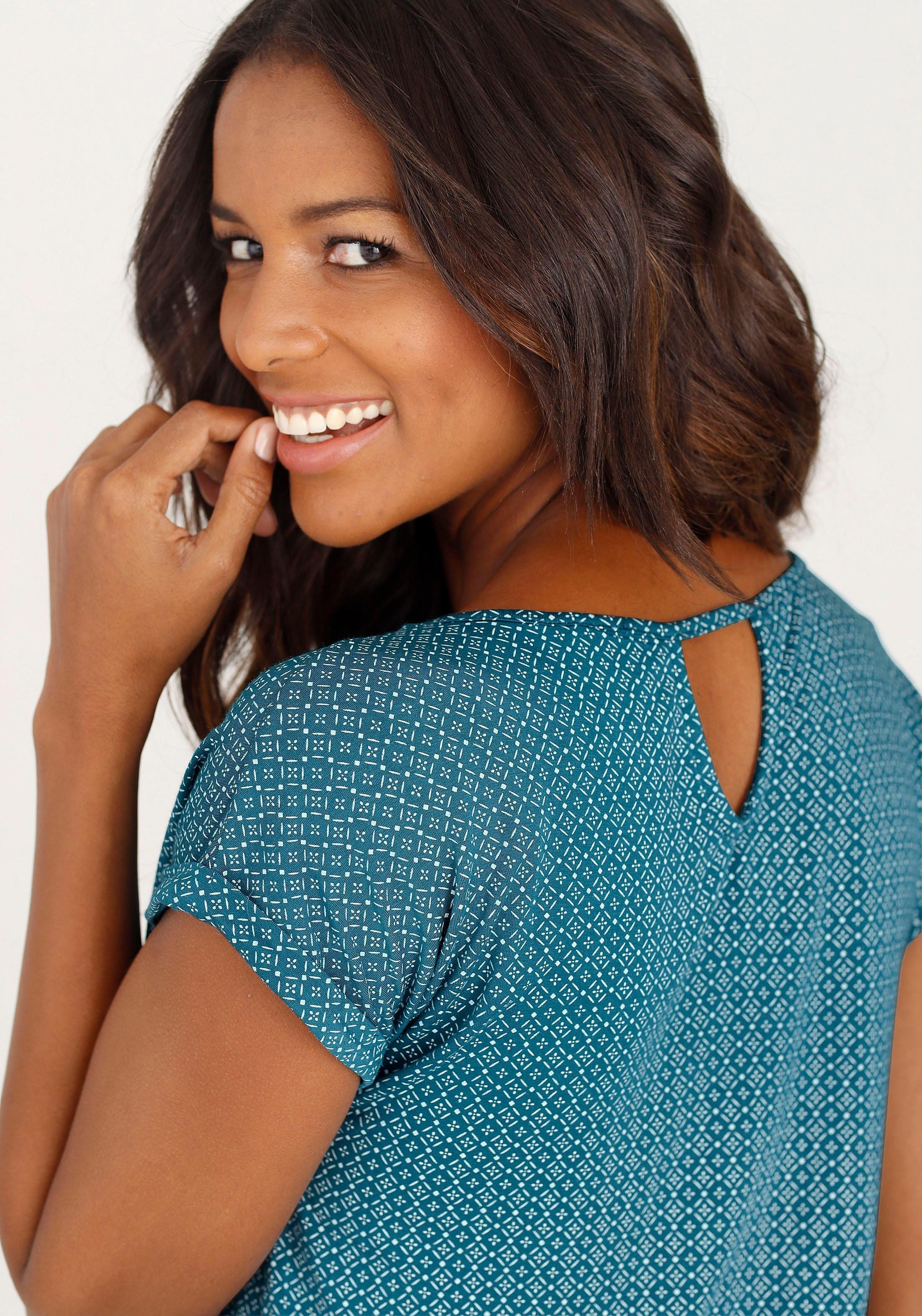 LASCANA Kurzarmshirt »mit modischem Cut-Out«, (2er-Pack), aus weichem Viskose-Stretch