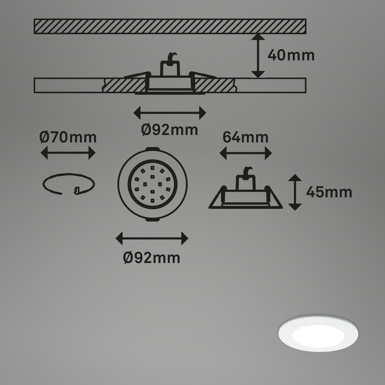 Briloner Leuchten LED Einbauleuchte »3er Set LED Einbauleuchten RGB-CCT, weiß«, 3er Set LED Einbauleuchten, RGB CCT, Einbaustrahler Bad, Bad IP65