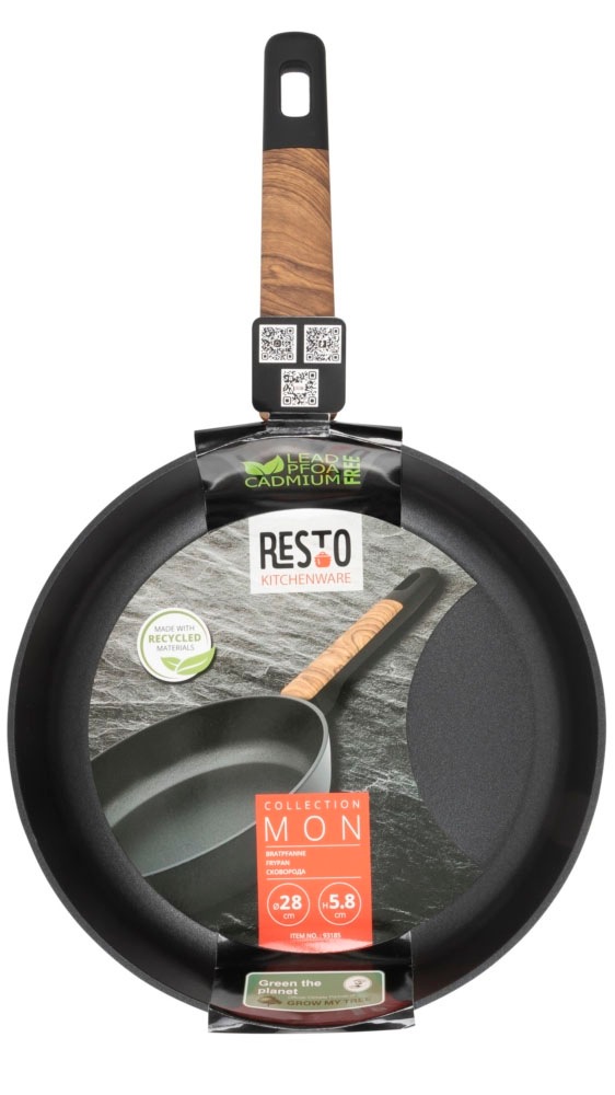 RESTO Kitchenware Bratpfanne »Mon, Universalpfanne antihaftbeschichtet und spülmaschinenfest«, Aluminium, (1 tlg.), mit verstärktem Boden und ergonomischem Griff in Holzoptik
