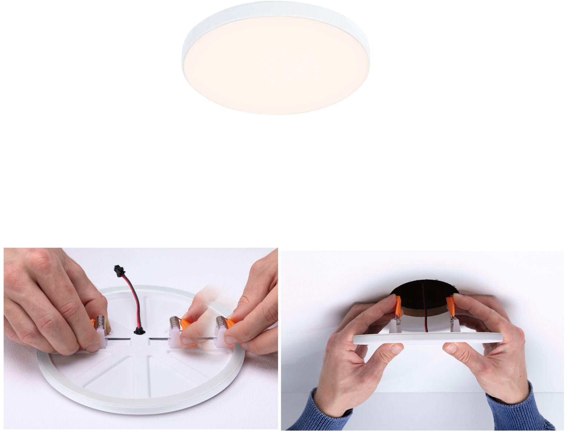 Paulmann LED Einbauleuchte »Veluna VariFit Edge IP44 rund 90mm 450lm 3000K Weiß dimmbar«, 1 flammig, LED Einbaupanel IP44 rund 90mm 450lm 3000K Weiß dimmbar