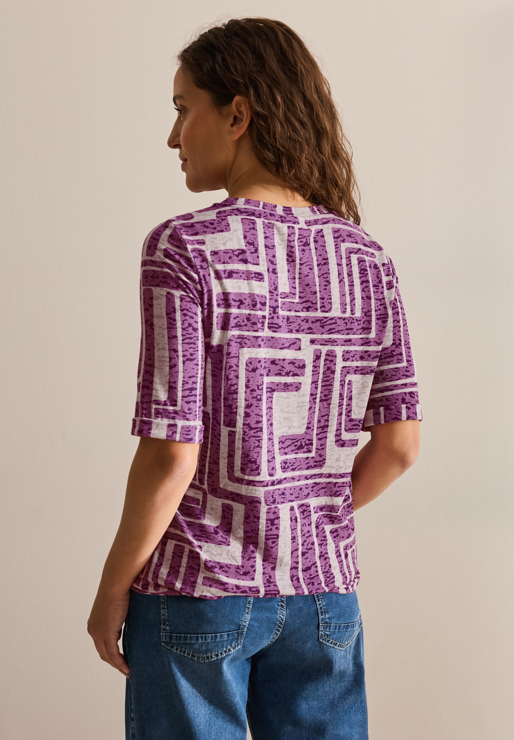 Cecil T-Shirt, in Ausbrenner-Optik, gemustert