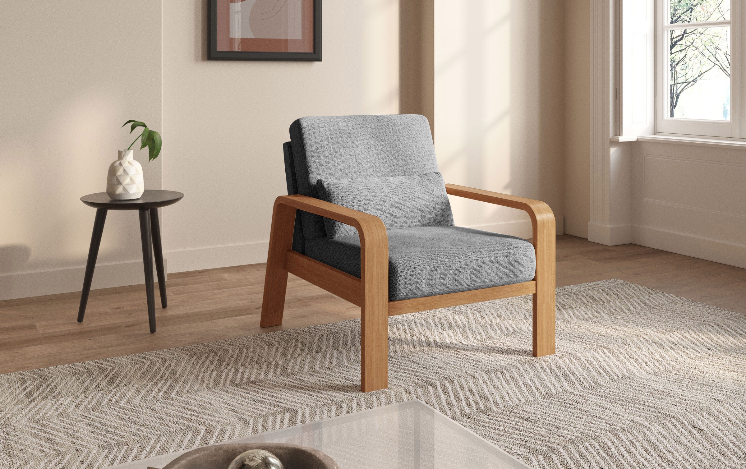 sit&more Sessel »Kolding«, Armlehnen aus eichefarbigem Buchenholz, verschiedene Bezüge und Farben