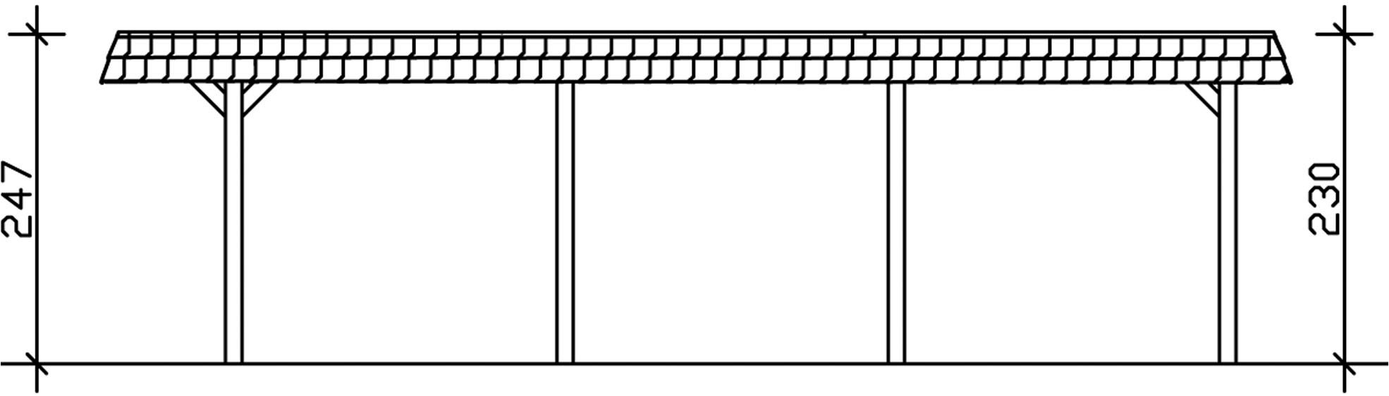 Skanholz Einzelcarport »Wendland«, Leimholz-Fichte, 341 cm, Schiefergrau, mit Aluminiumdach, rote Blende