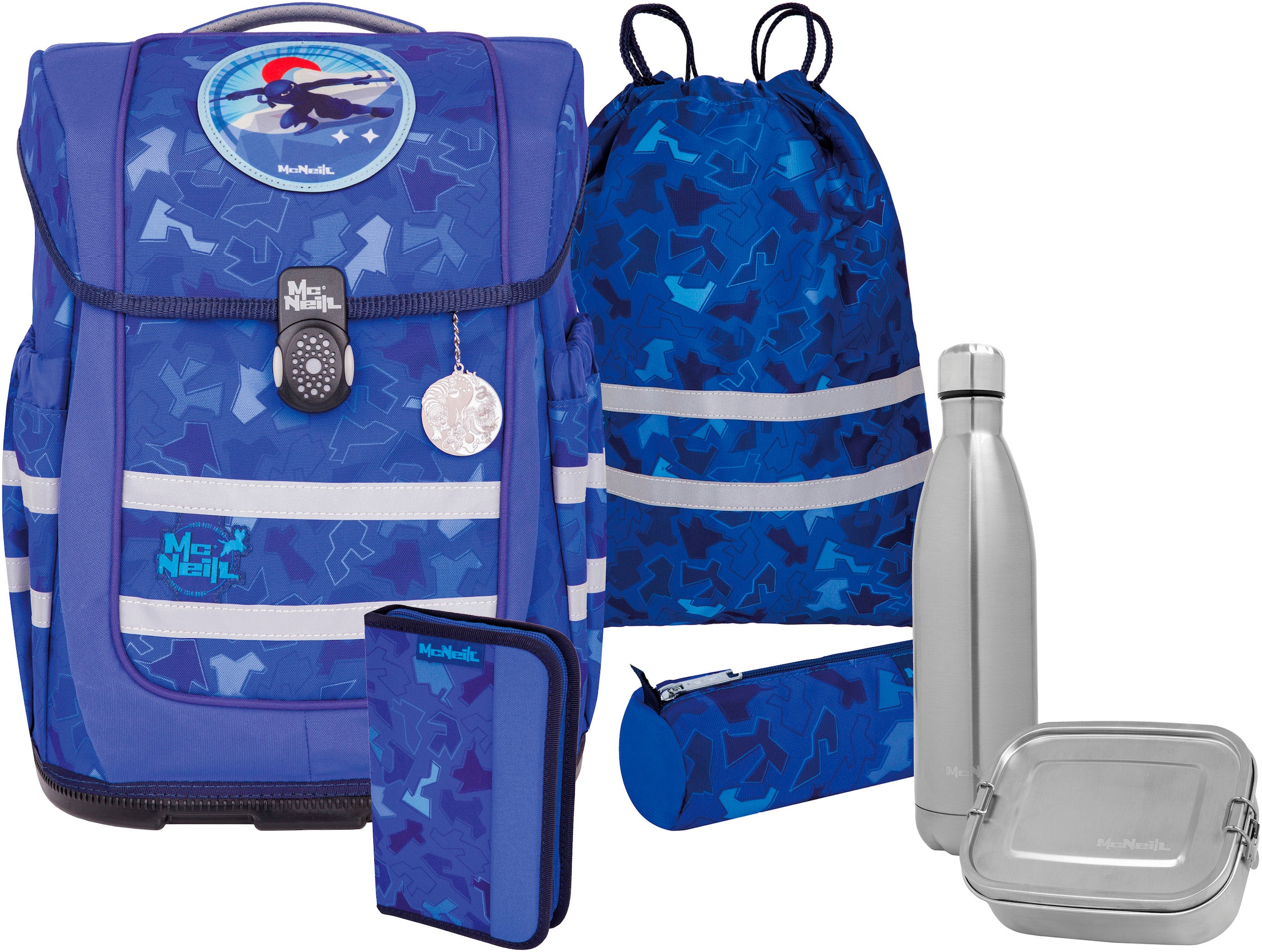 Mcneill Damen McNeill Schulranzen »Ergo Compacto, Puzzle« reflektierende Streifen auf den Schultergurten;retroreflektierende Flächen inkl. 