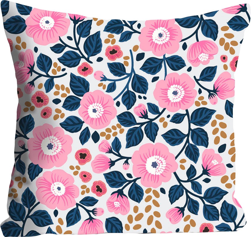queence Dekokissen "Sabina" mit rosa Blümchen günstig online kaufen