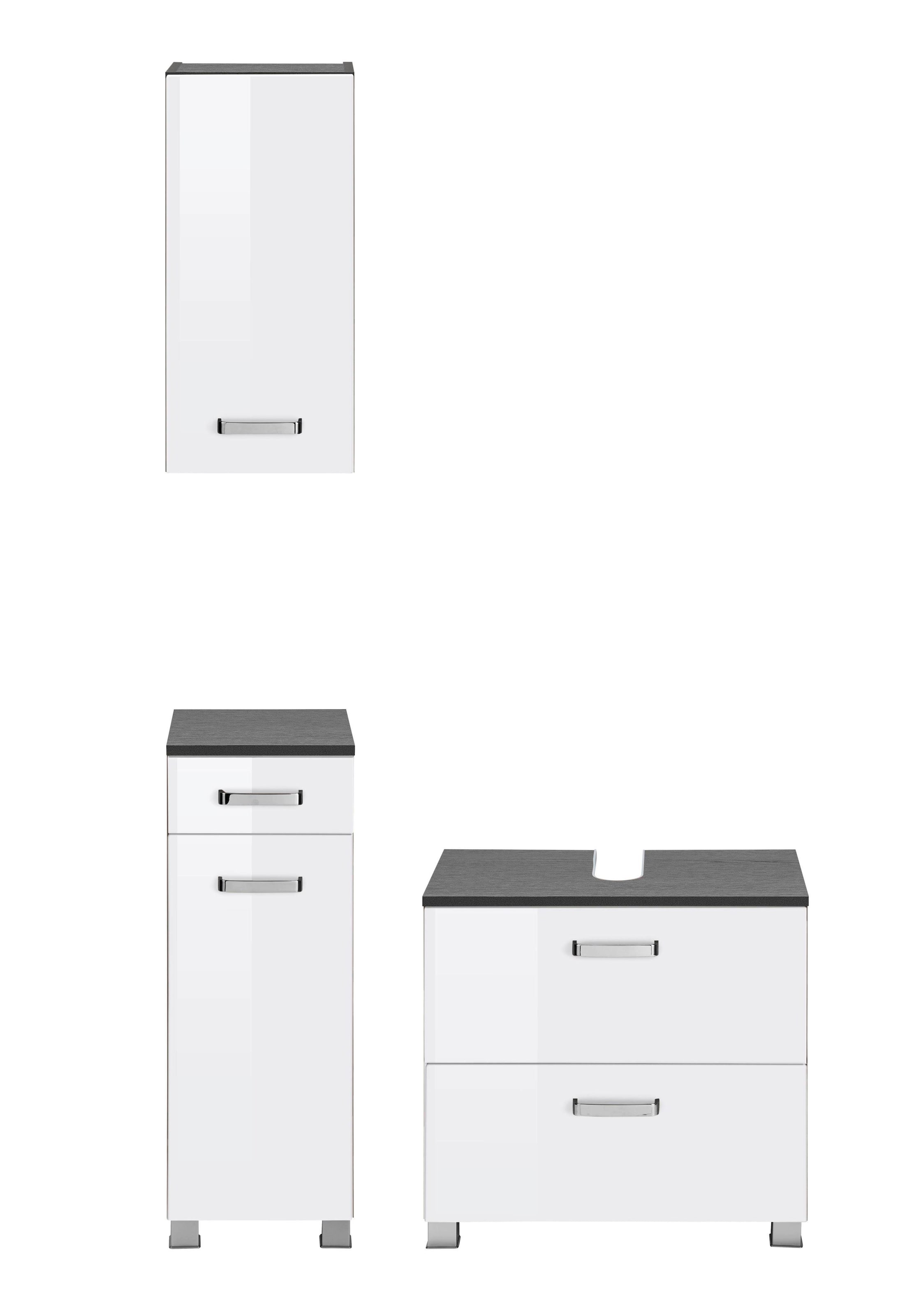 welltime Badmöbel-Set »Ravenna«, (3 St.), Hängeschrank, Unterschrank, Waschbeckenunterbeckenschrank