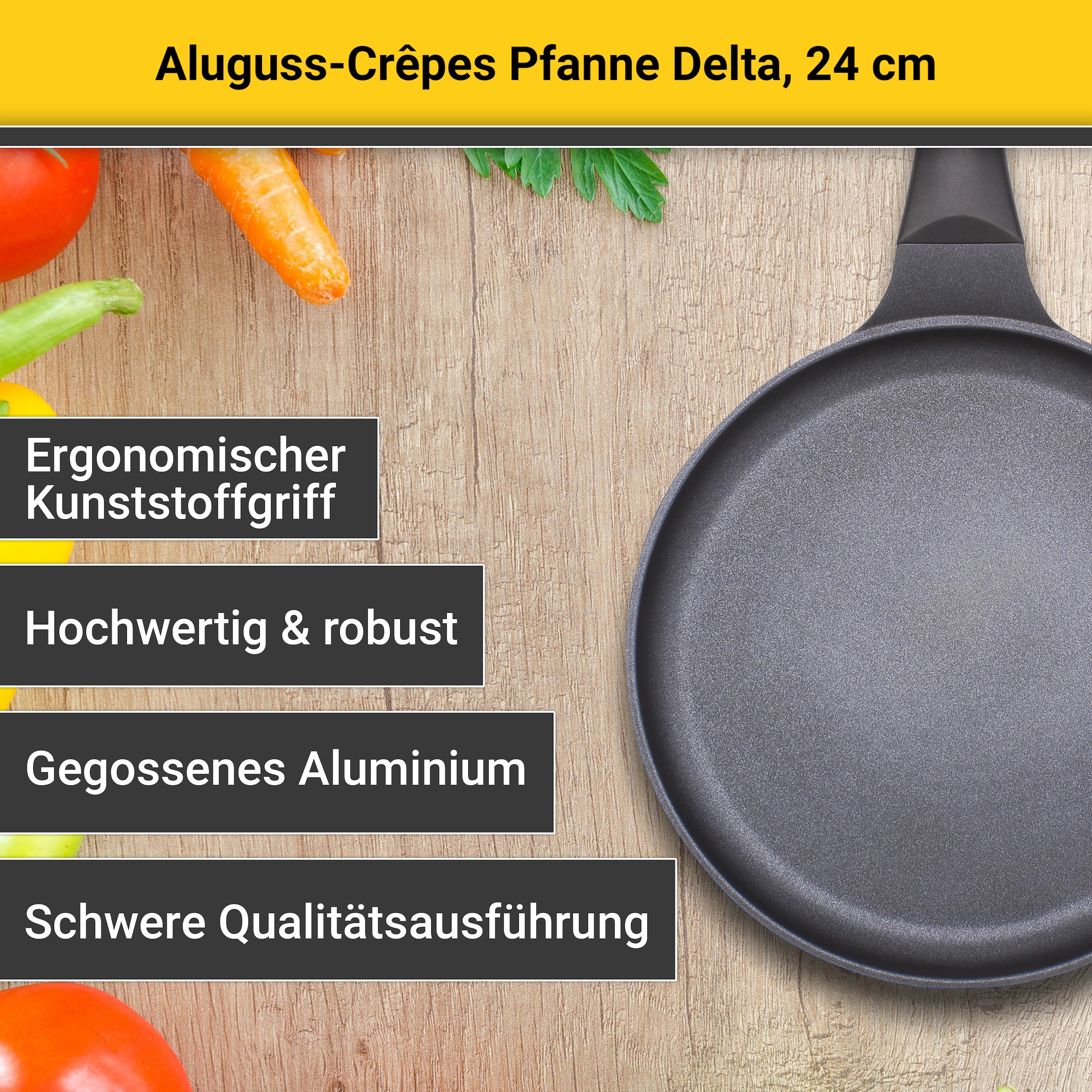 Krüger Crêpepfanne »Delta«, Aluminiumguss, für Induktions-Kochfelder geeignet