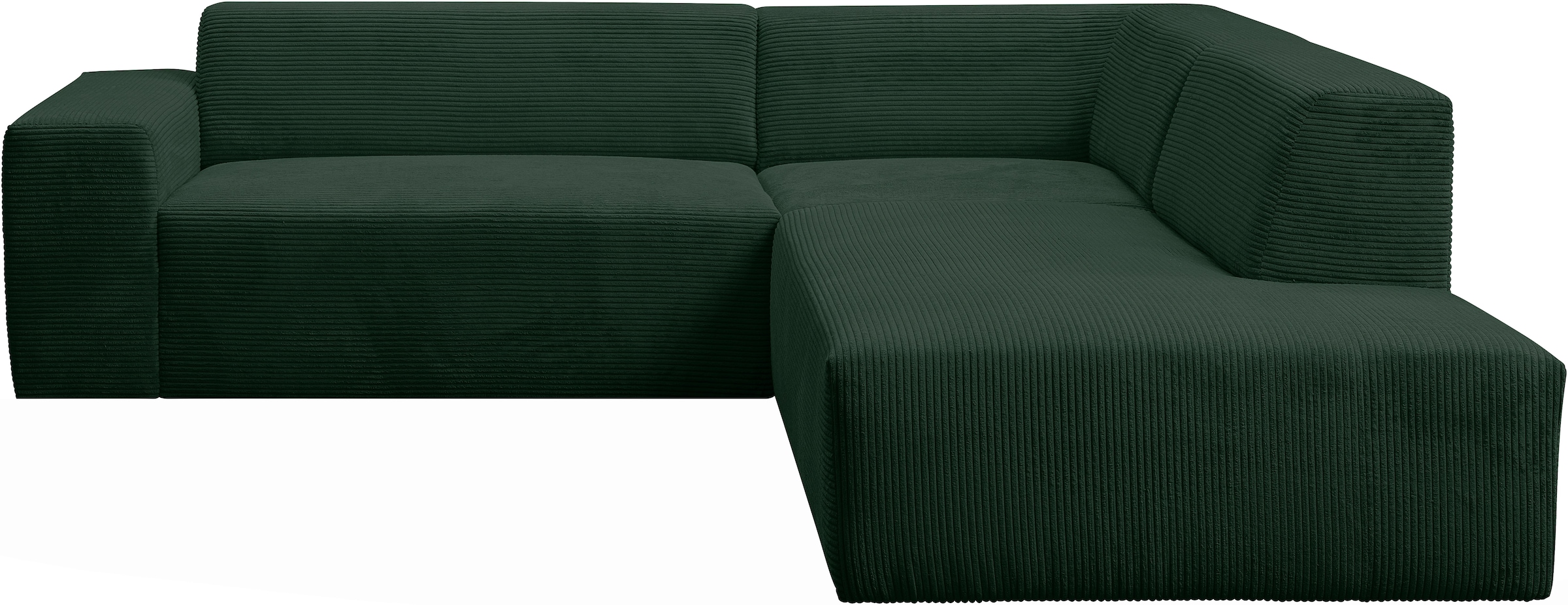 WERK2 Ecksofa »Zeus-M, tolles Sofa mit schönen Details, L-Form«, Curvy Trend Garnitur, urbane Optik, komfortable Wellenunterfederung