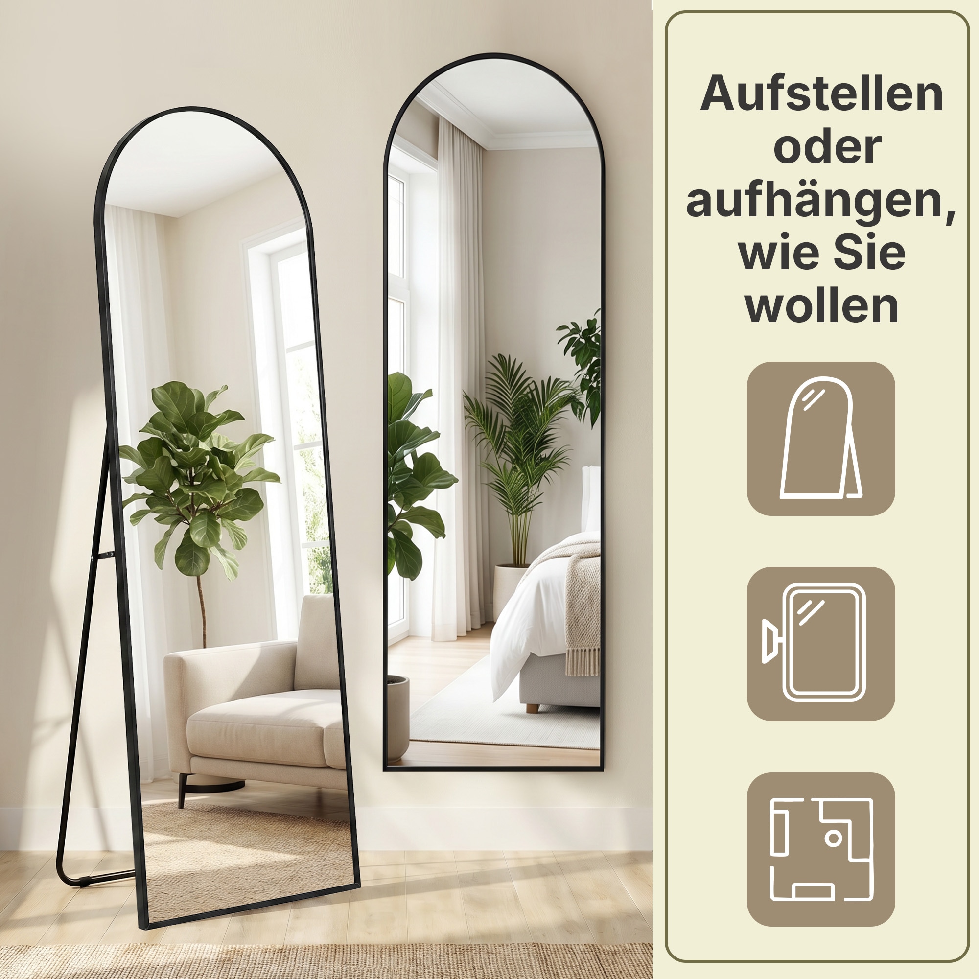 OTTO home »Standspiegel Addrik, wahlweise in 2 Größen 150x40cm oder 180x60cm« Ganzkörperspiegel mit Sicherheitsglas, in verschiedenen Farben