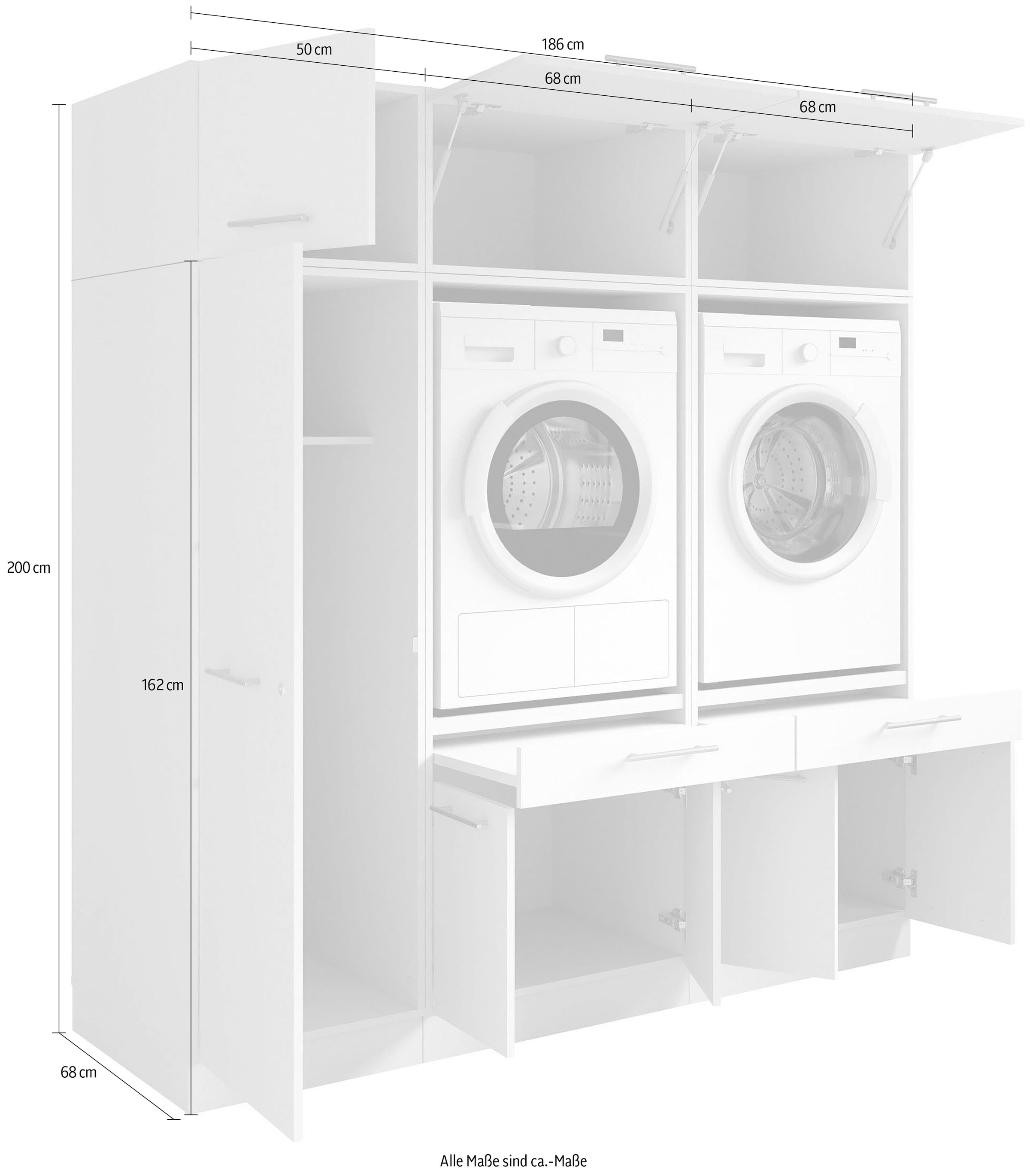Laundreezy Mehrzweckschrank-Set »Laundreezy, 6-tlg. Mehrzweckschrank-Set B/H/T 186/200/68 cm« 6 Stk. tlg.
