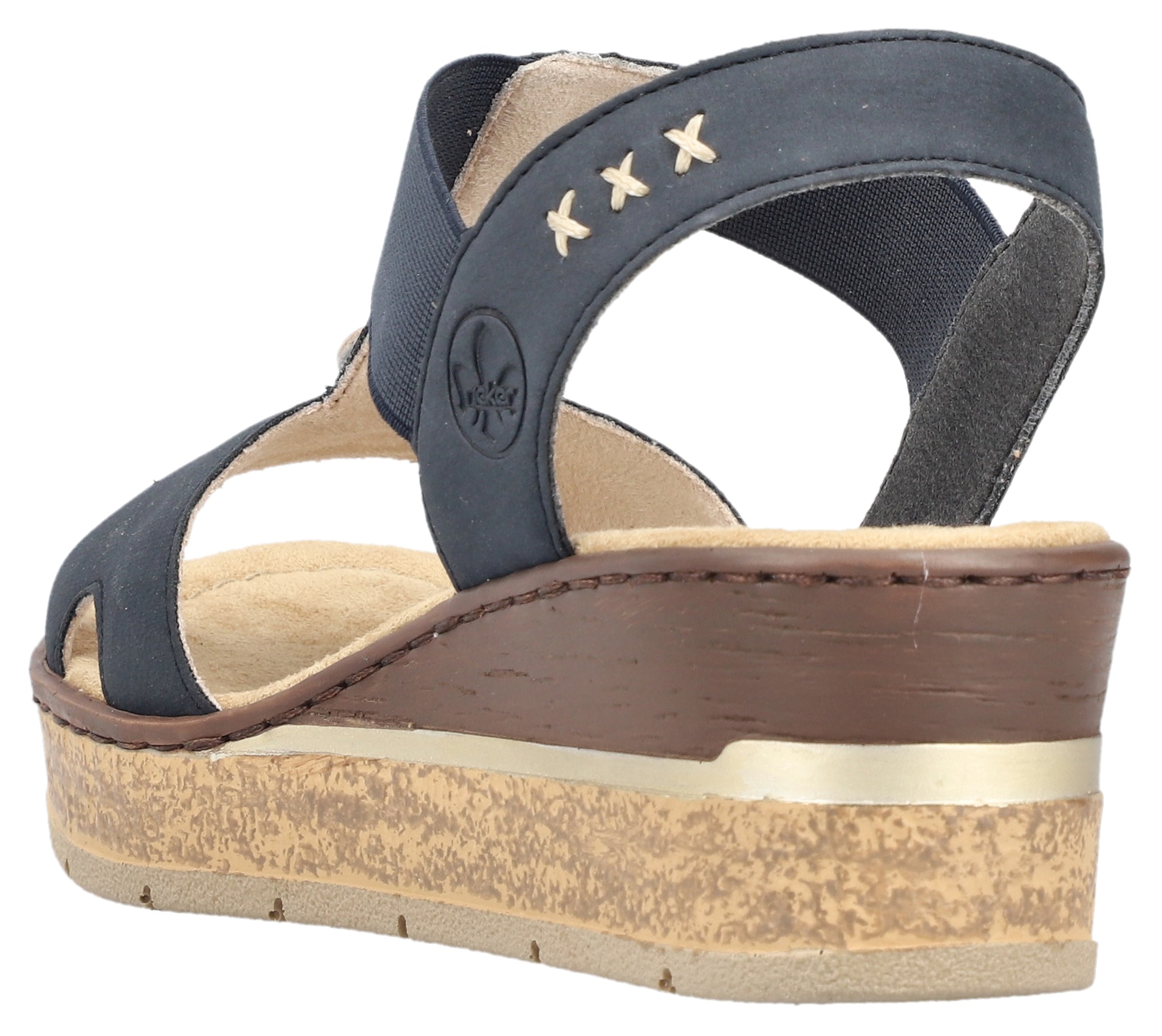 Rieker Keilsandalette  Sommerschuh, Sandale, Plateausandale mit Gummizug für guten Sitz