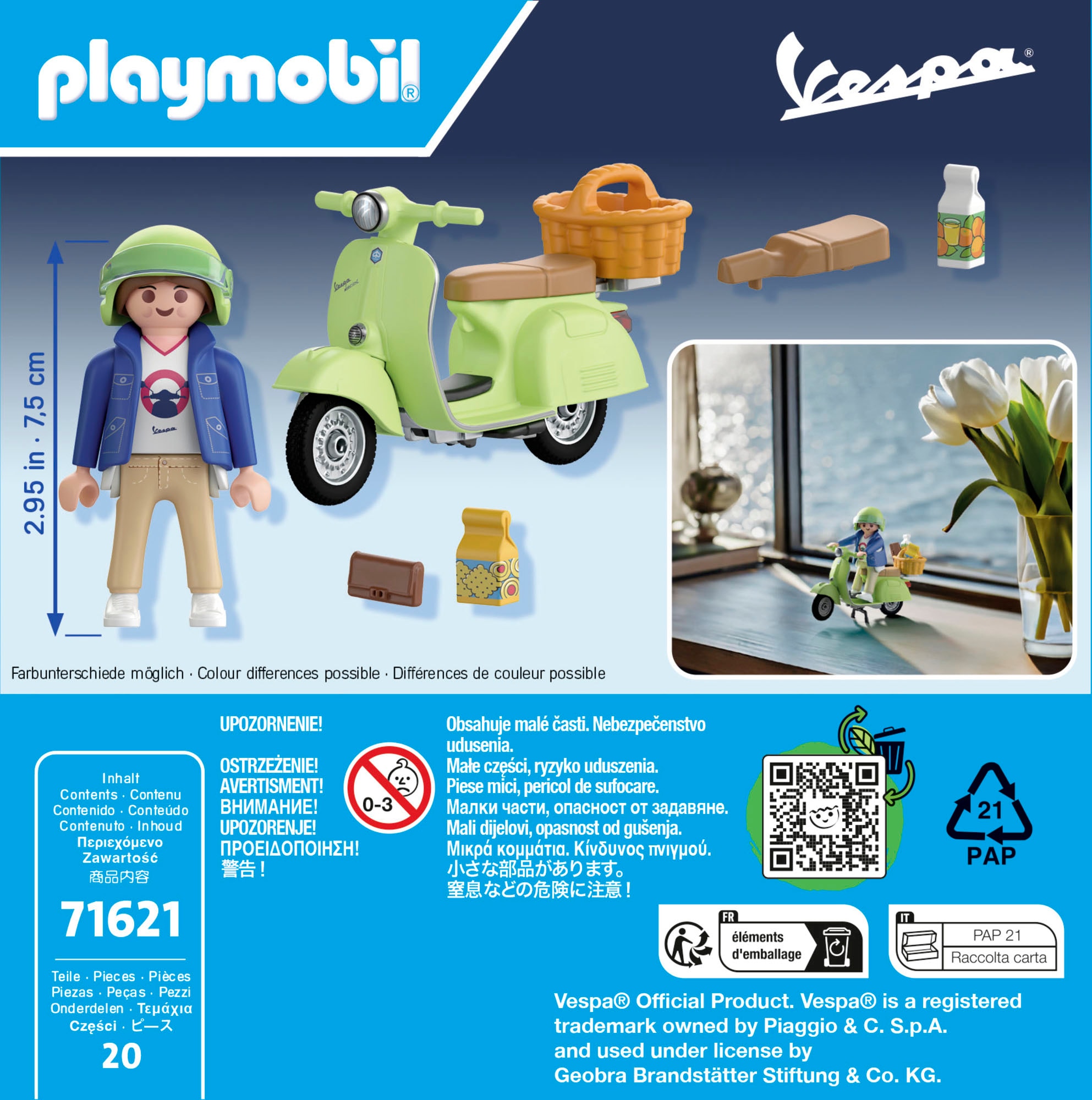 Playmobil® Konstruktions-Spielset »1969 Vespa 150 Sprint Veloce, Hellgrün (71621), Vespa«, (20 St.), Made in Europe