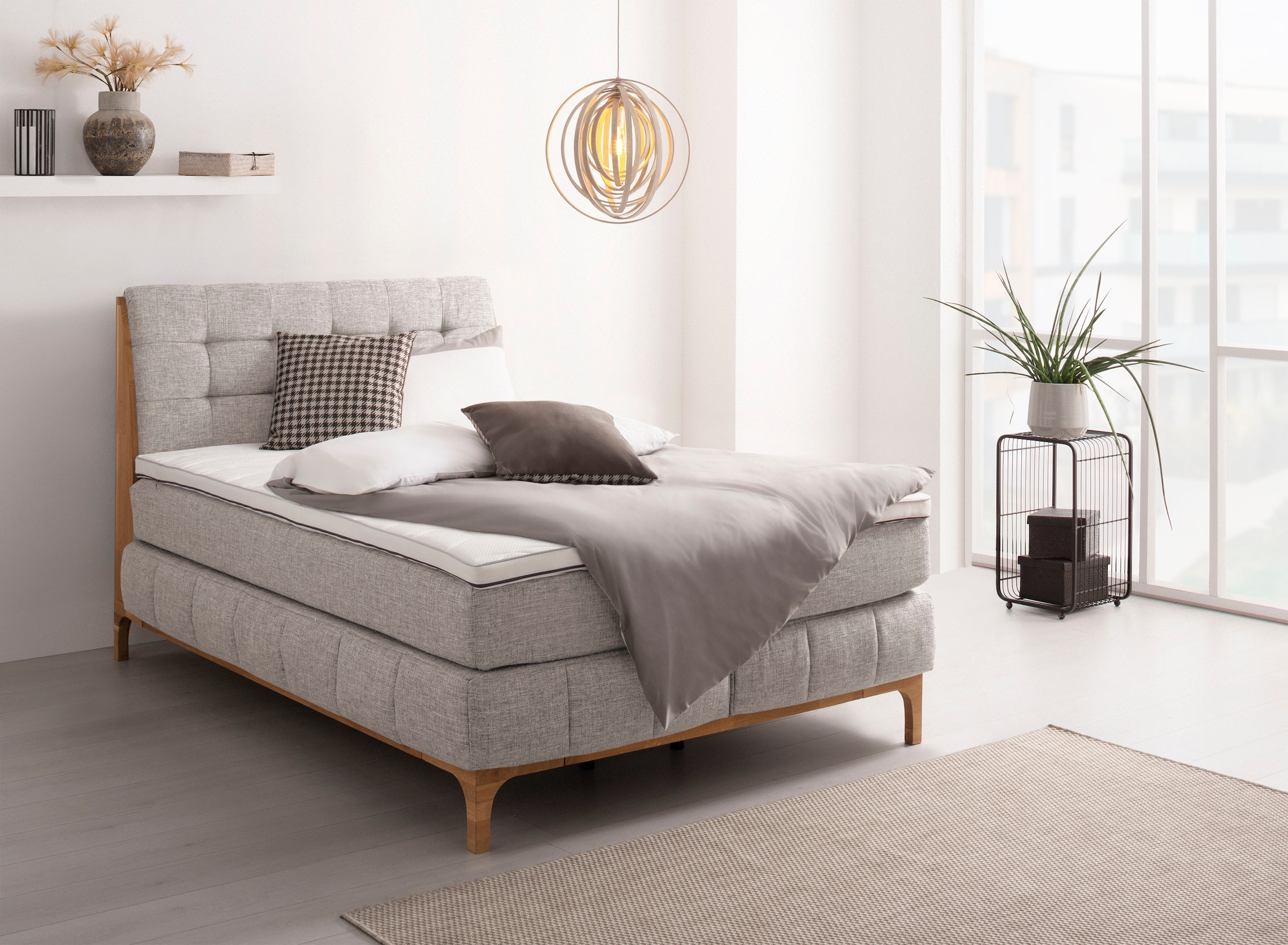 OTTO products Boxspringbett »Jelle«, (5 St.), zertifizierte, recycelte Bezu günstig online kaufen