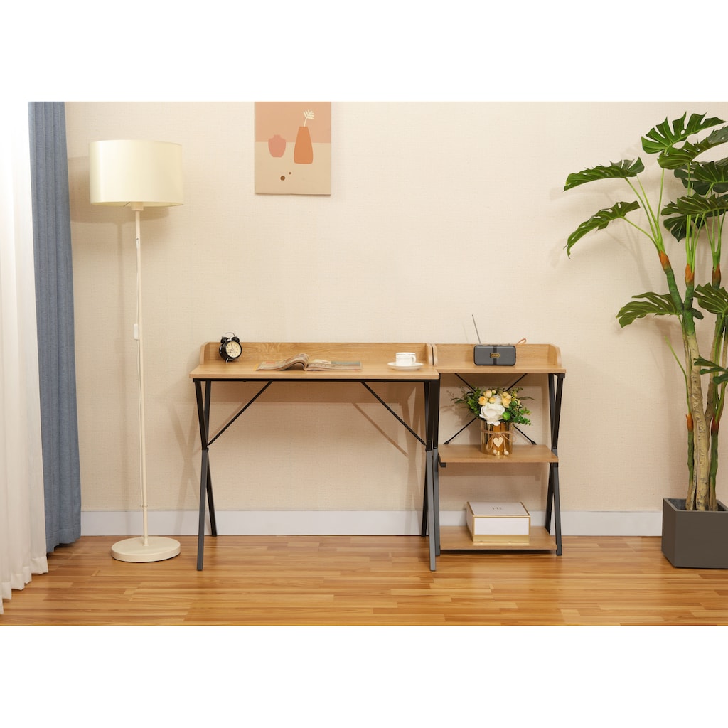 Home affaire Büromöbel-Set »Forres, bestehend aus Schreibtisch & Regal«, (1 tlg.), Metallgestell, einzeln stellbar, FSC®-zertifiziert