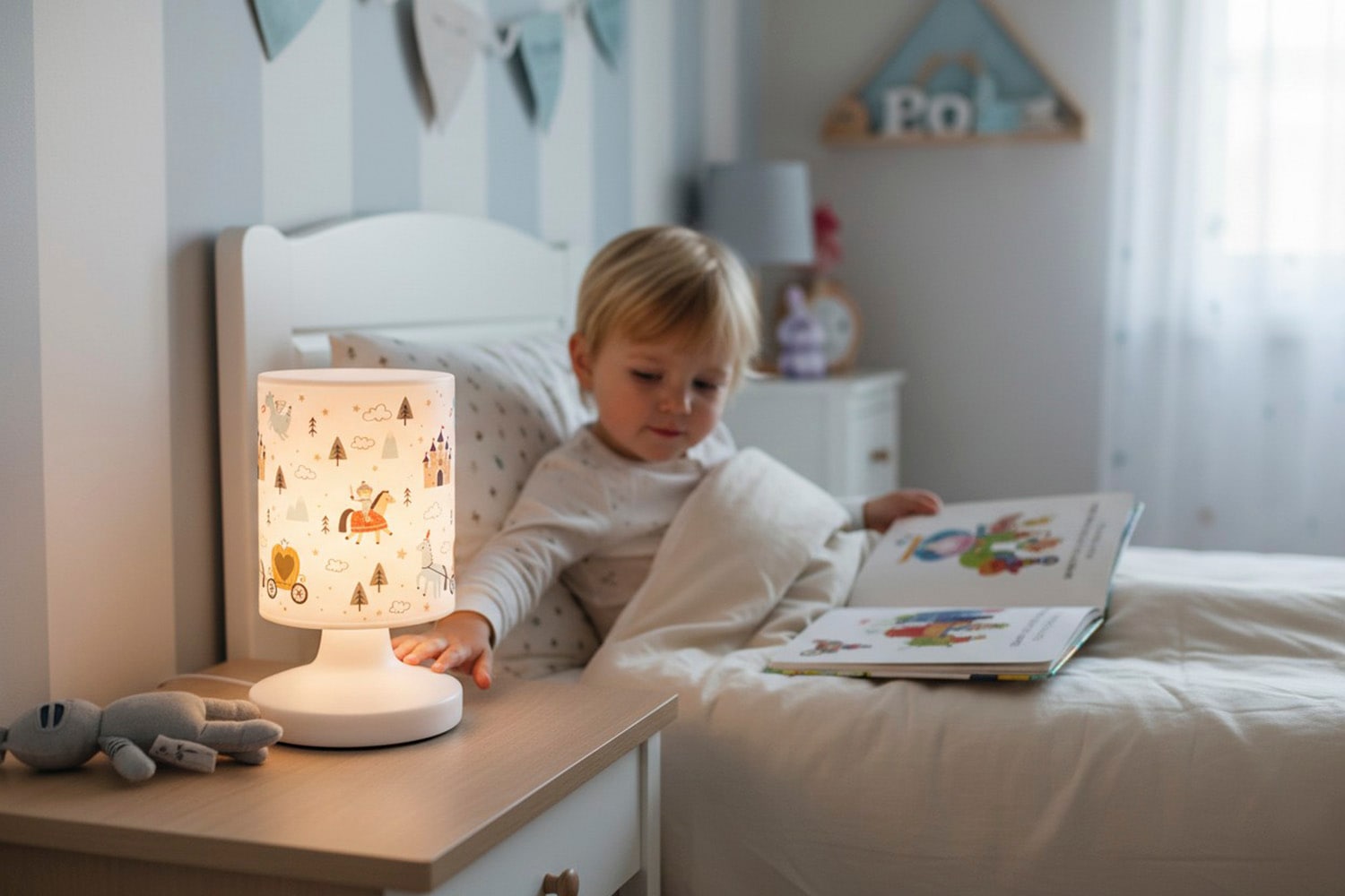 niermann LED Nachttischlampe »Kinderlampe mit Motiv "Ritter Theo", Akku-Leuchte für Kinderzimmer« LED-Modul 1 Stk. Warmweiß kabellos nutzbar, per USB aufladbar