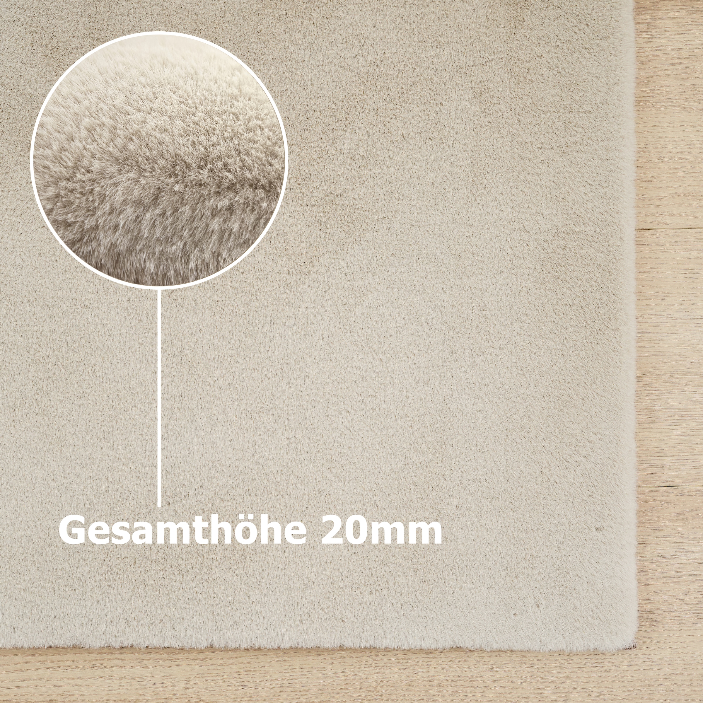 Leonique Fellteppich »Balu«, rechteckig, 20 mm Höhe, Kunstfell in Kaninchenfell Haptik, fußbodenheizungsgeeignet, pflegeleicht, ideale Teppiche für Wohnzimmer, Schlafzimmer, Esszimmer, Arbeitszimmer