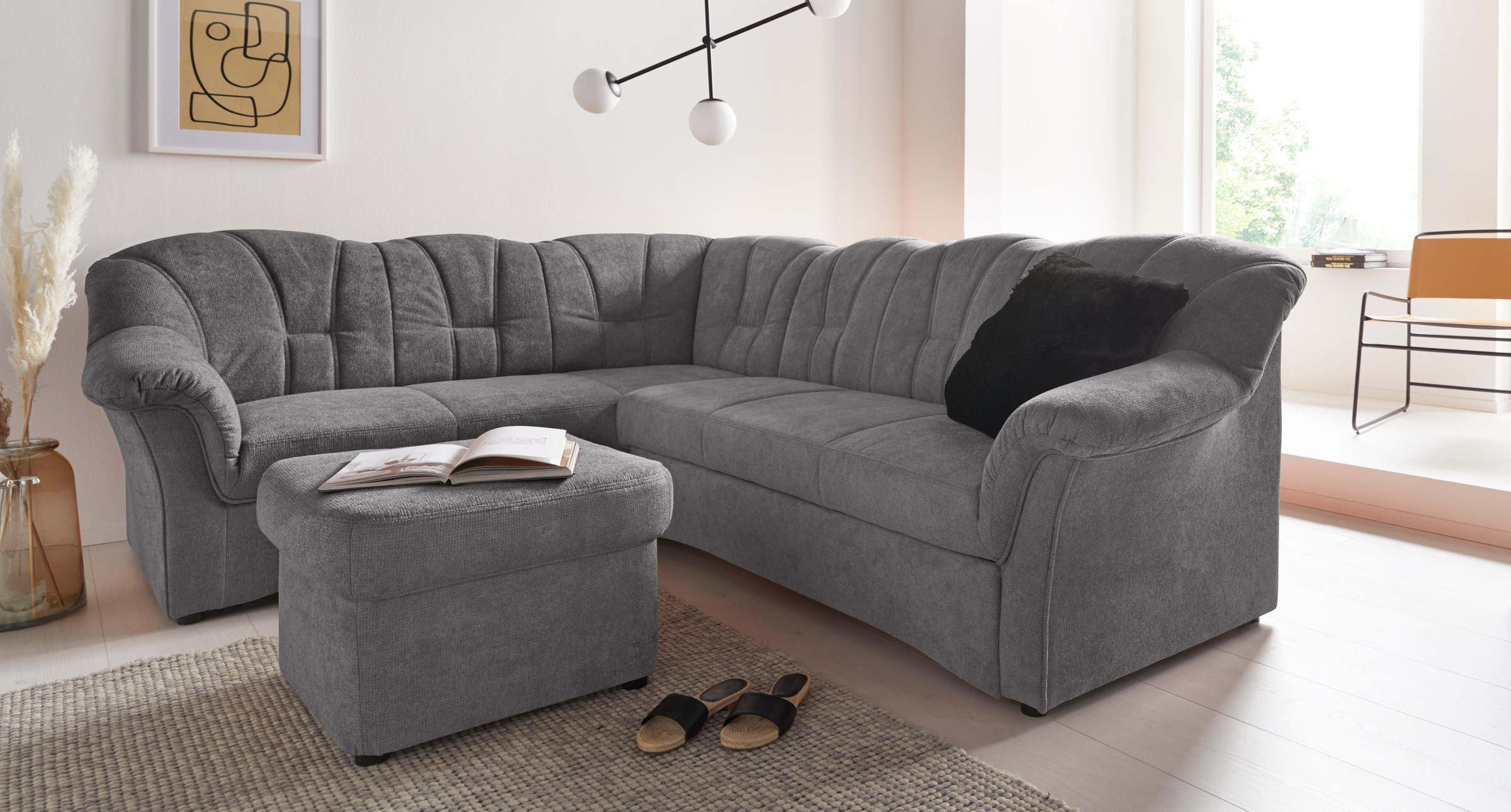 DOMO collection Ecksofa »Papenburg B/T/H: 242/190/84 cm L-Form«, wahlweise mit Bettfunktion, Langer Schenkel links oder rechts
