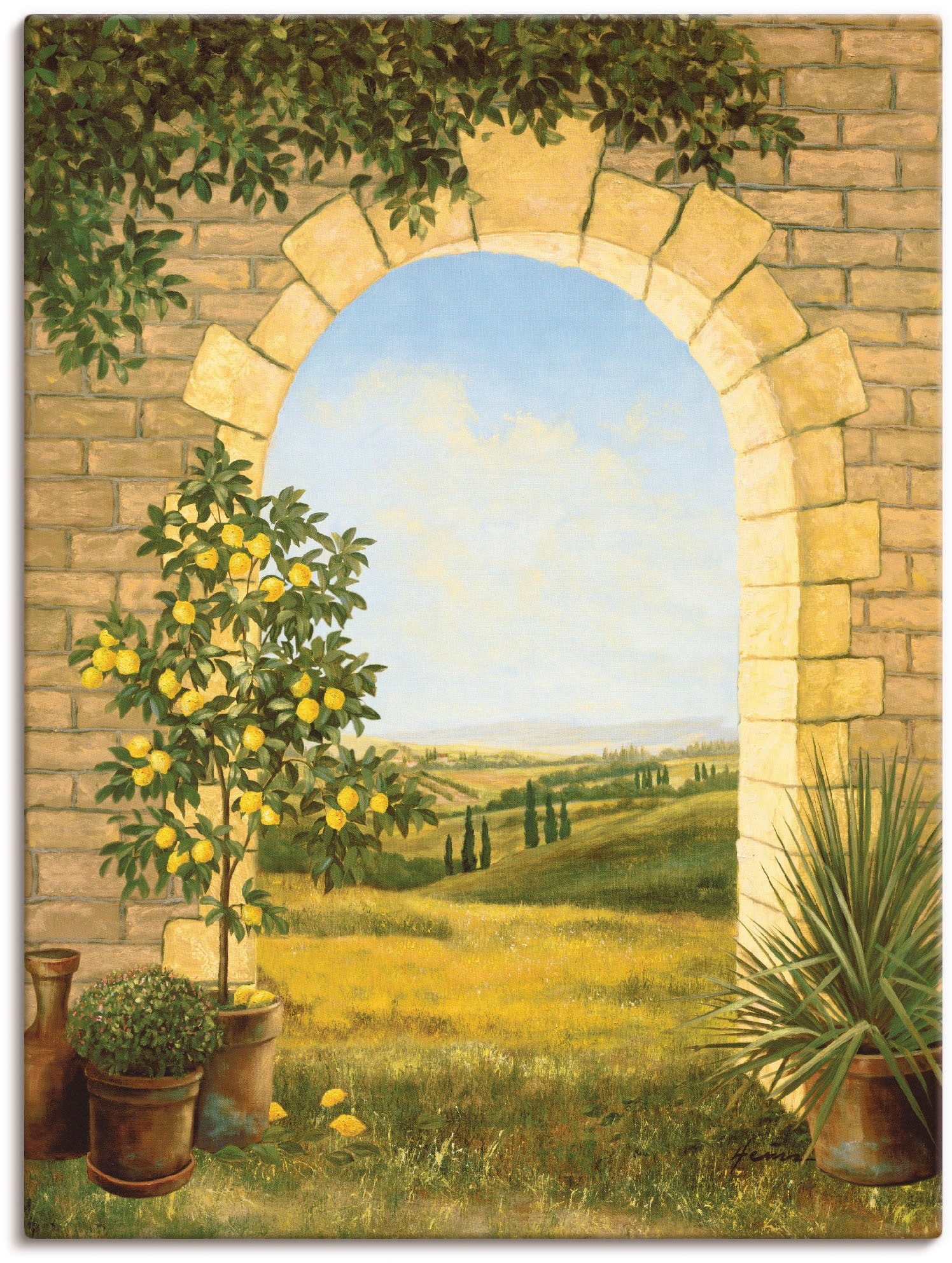 Artland Wandbild "Zitronenbaum vorm Torbogen II" Fensterblick 1 Stk. tlg. a günstig online kaufen