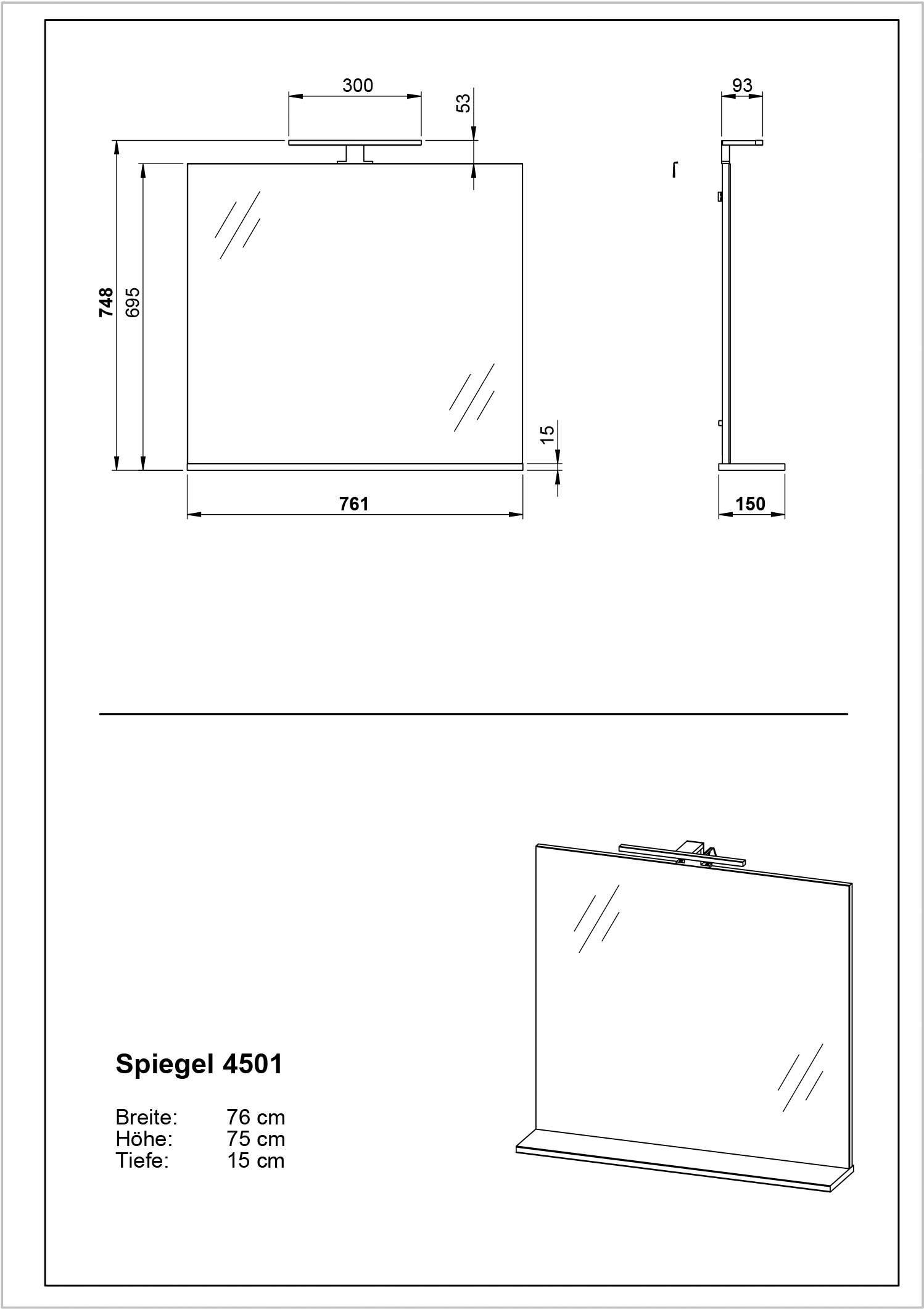 andas Badmöbel-Set »Majtum bestehend aus Waschbeckenunterschrank & Spiegel«, (2 St.), inkl. LED-Beleuchtung, Made in Germany