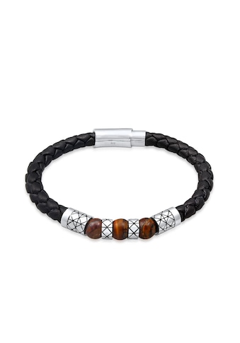 Kuzzoi Armband »Herren Leder Bead Magnet-Verschluß 925er Silber« kaufen