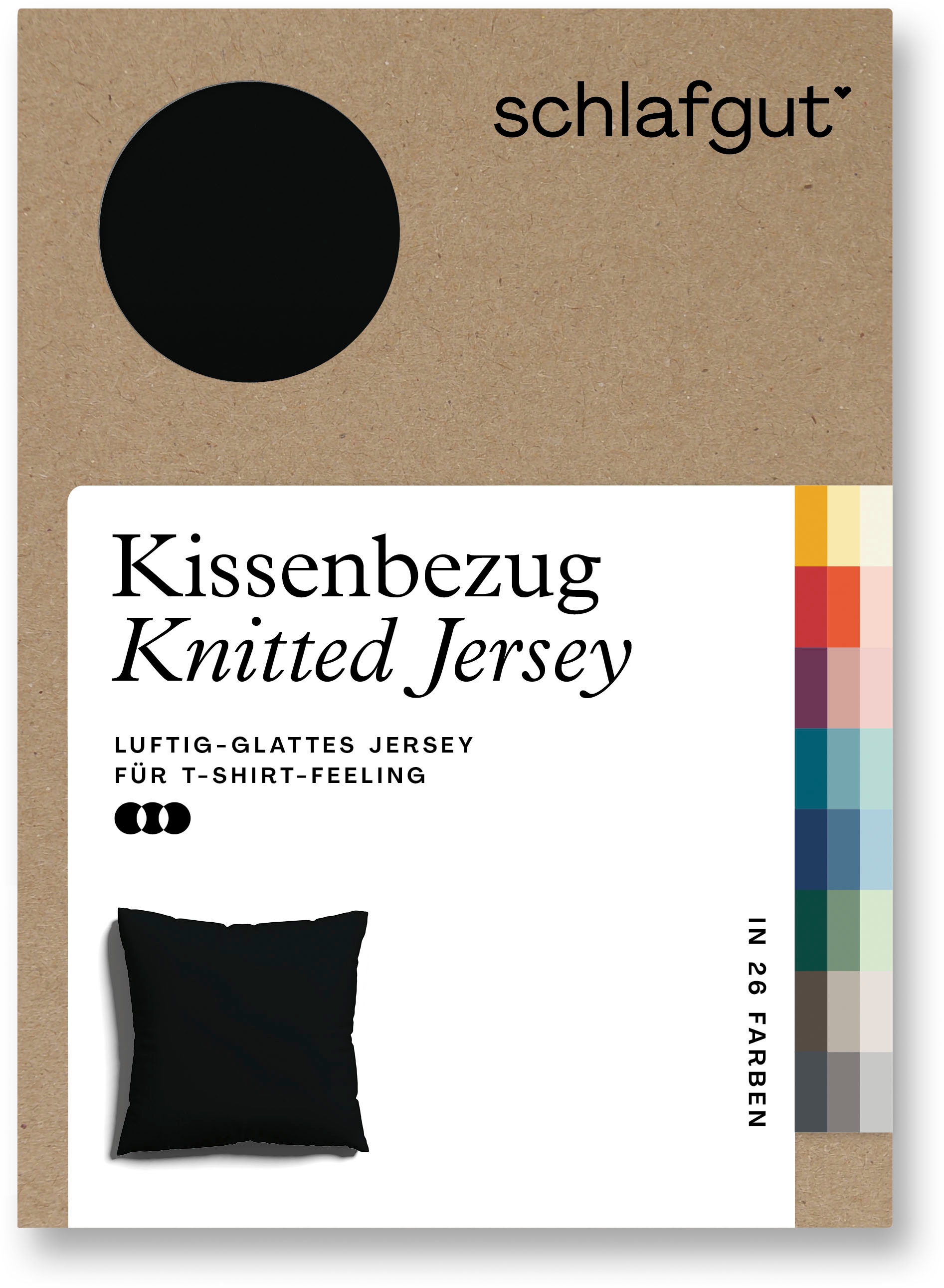 Schlafgut Kissenbezug »Knitted Jersey aus Bio-Baumwolle mit Elasthan, bügelfrei,«, (1 St.), besonders fein gestrickt, Kissenhülle mit farbigem Reißverschluss