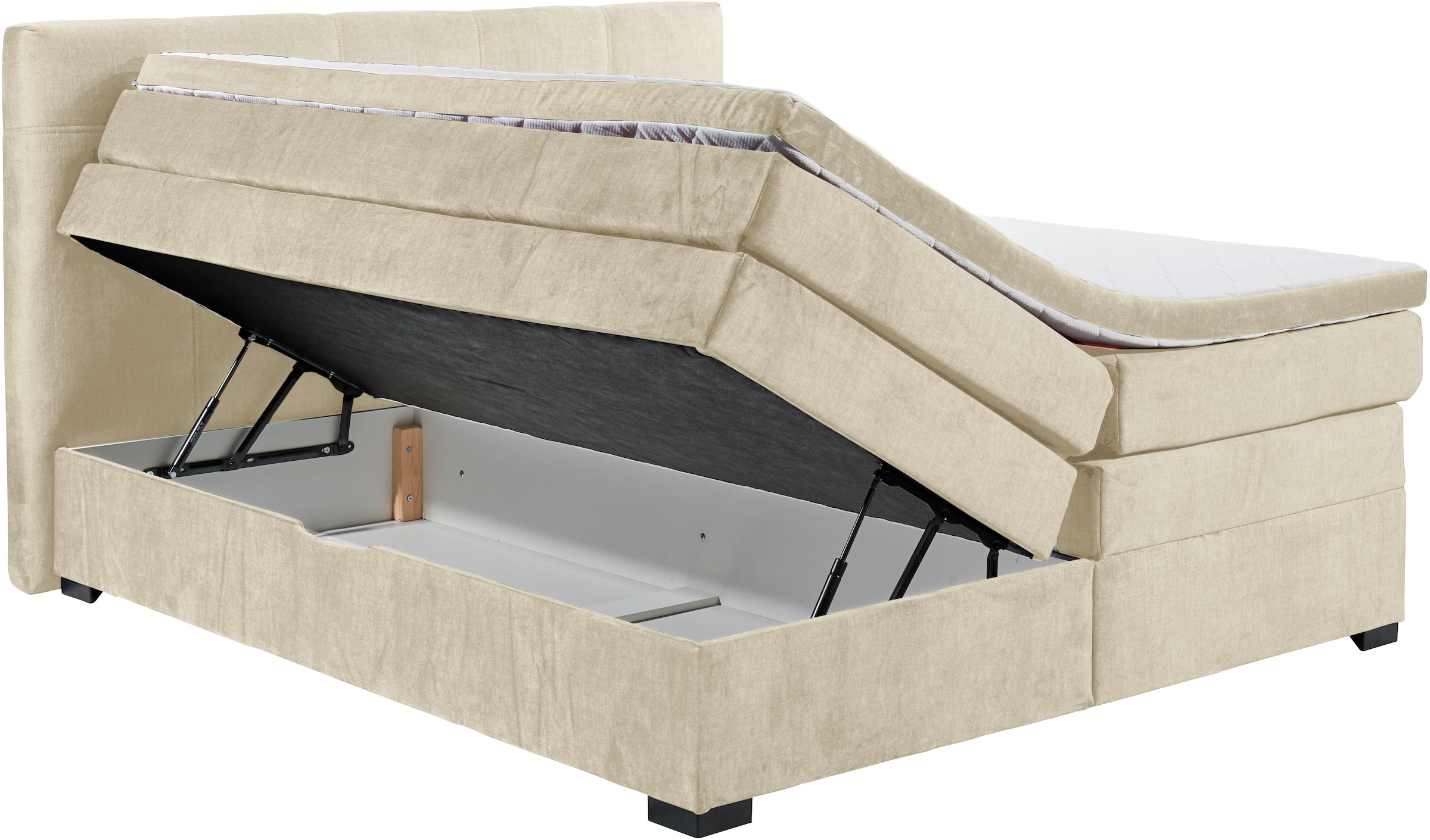 ED EXCITING DESIGN Boxspringbett »Fanes mit Komforteinstiegshöhe von 73cm« erhältlich in 180x200cm, inkl. Bettkasten und 7cm Visco-Topper